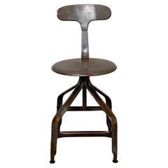 1950s Industrial Swivel Chair in Metal