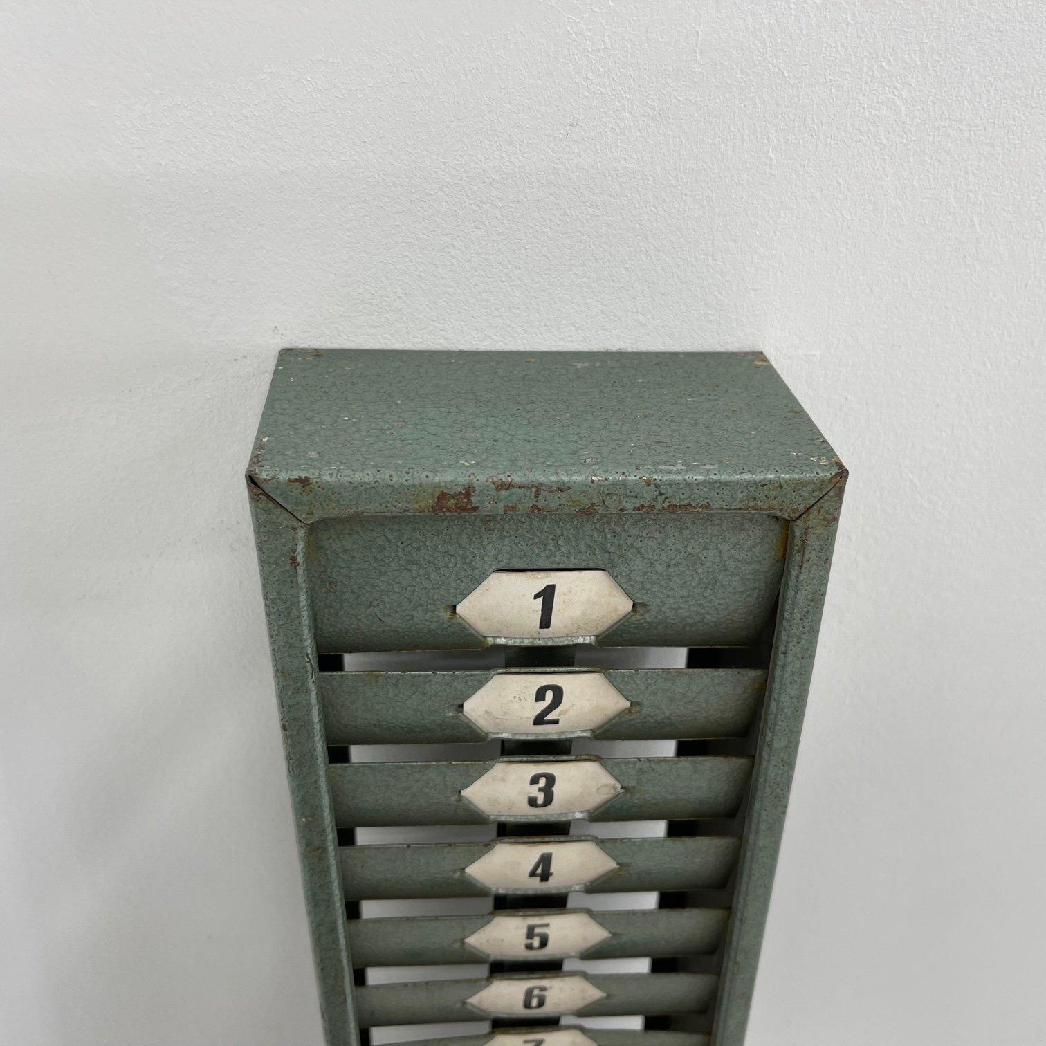 1950's Industrial Time Card Rack, Czechoslovakia In Good Condition For Sale In Praha, CZ