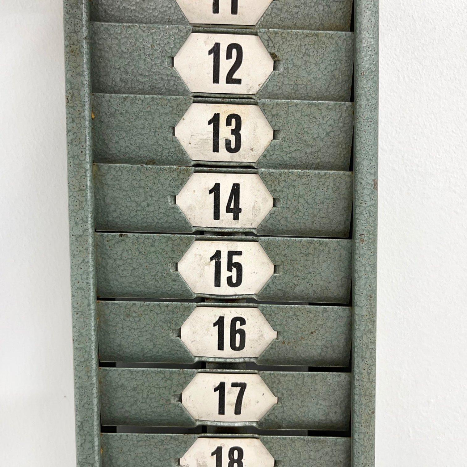 Mid-20th Century 1950's Industrial Time Card Rack, Czechoslovakia For Sale