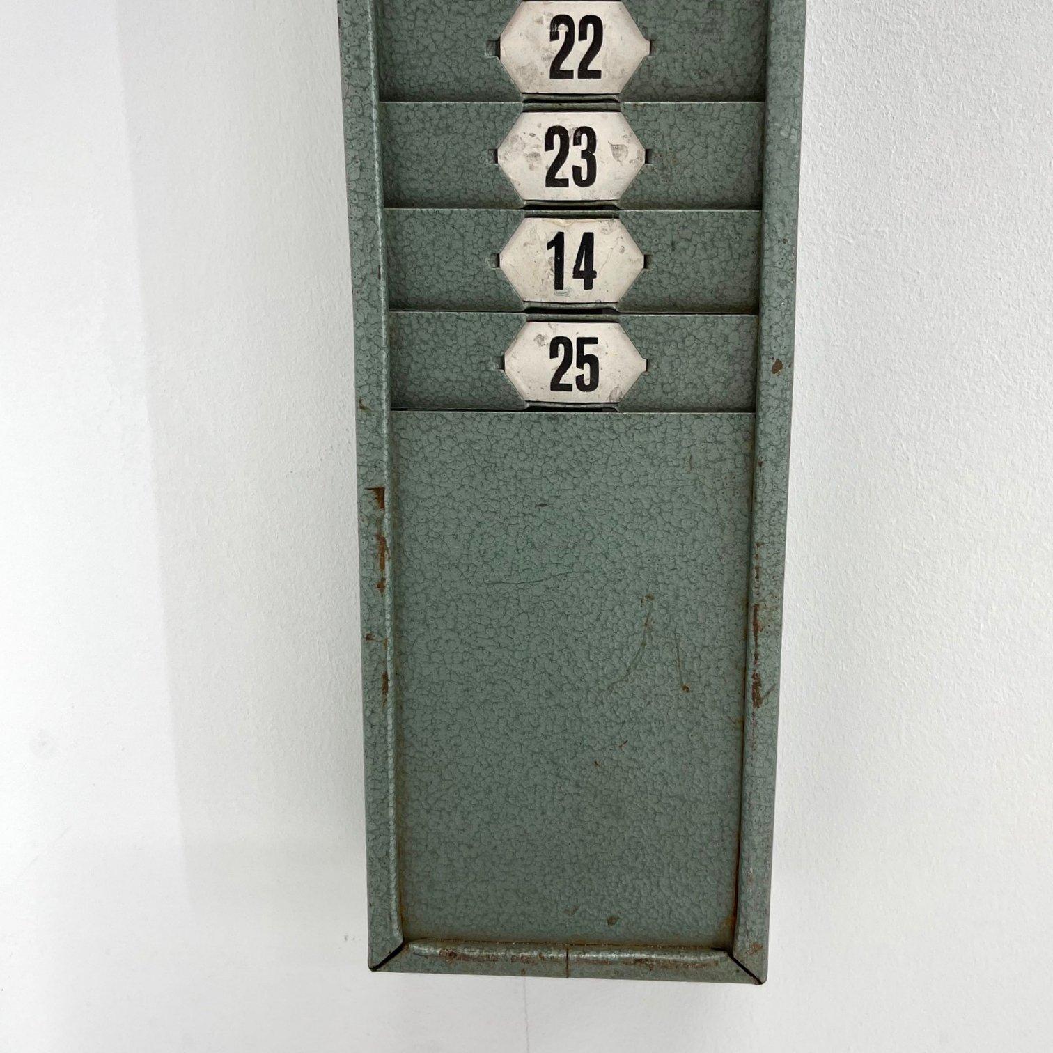 Metal 1950's Industrial Time Card Rack, Czechoslovakia For Sale