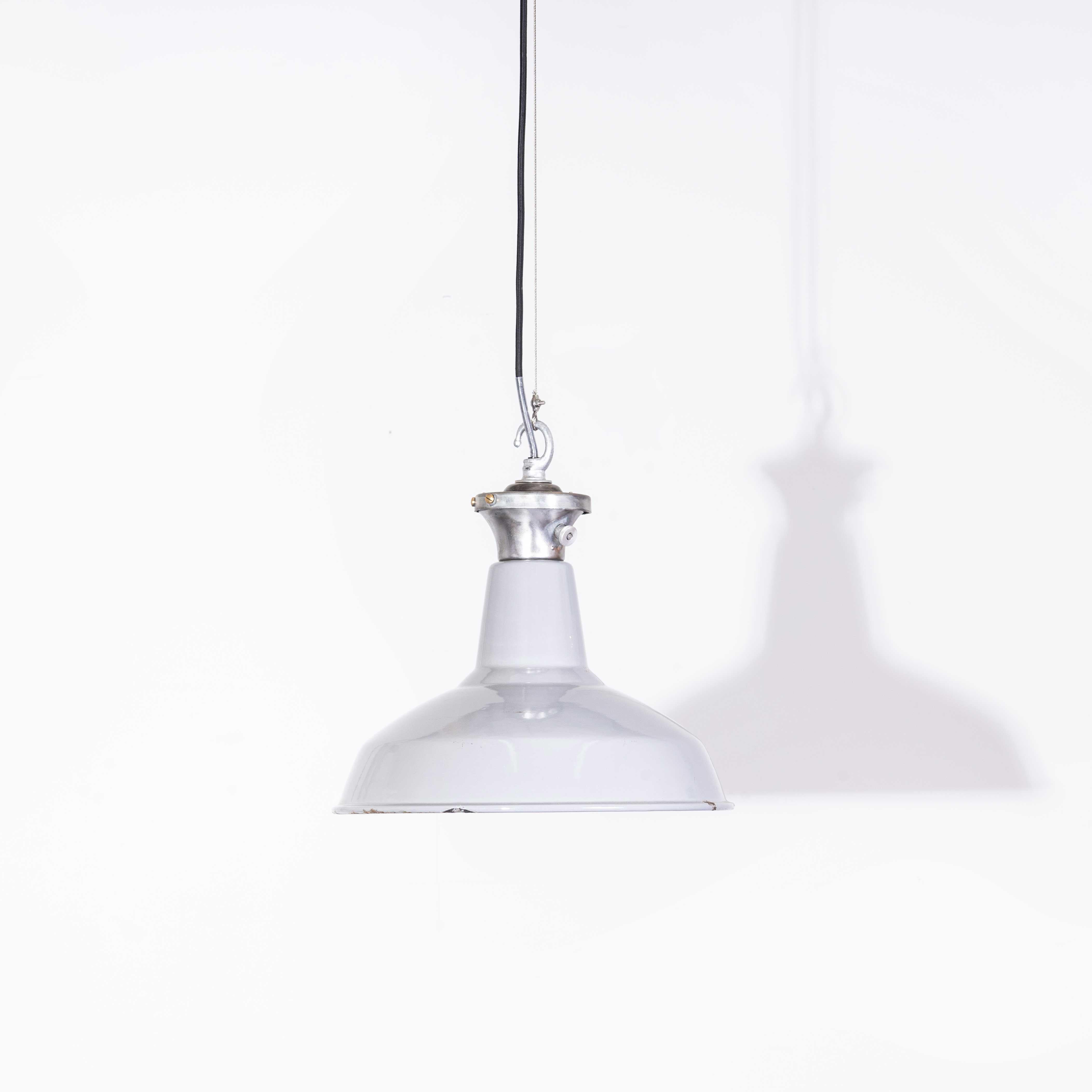 1950's Industrial White Benjamin Enamelled Pendant Lamps - 16 Inch For Sale 9