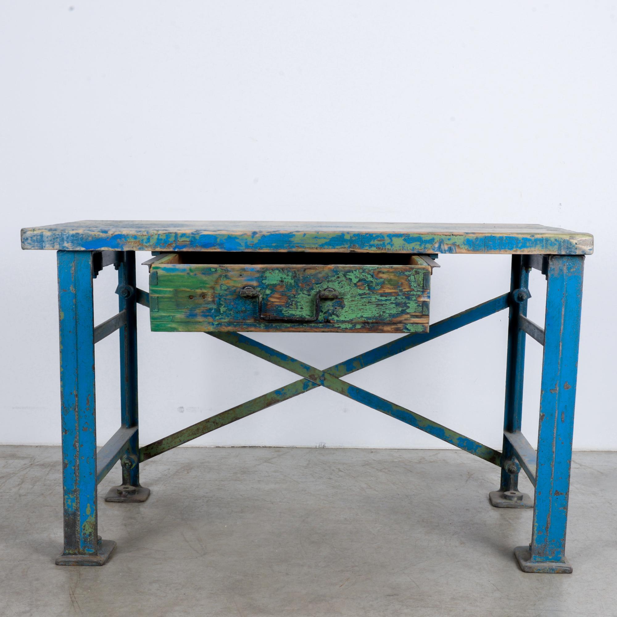 1950s Industrial Wooden Worktable 6