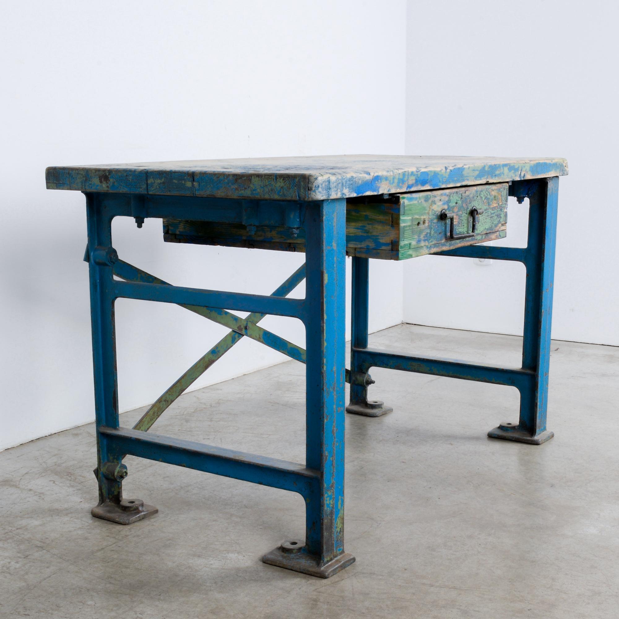1950s Industrial Wooden Worktable 7