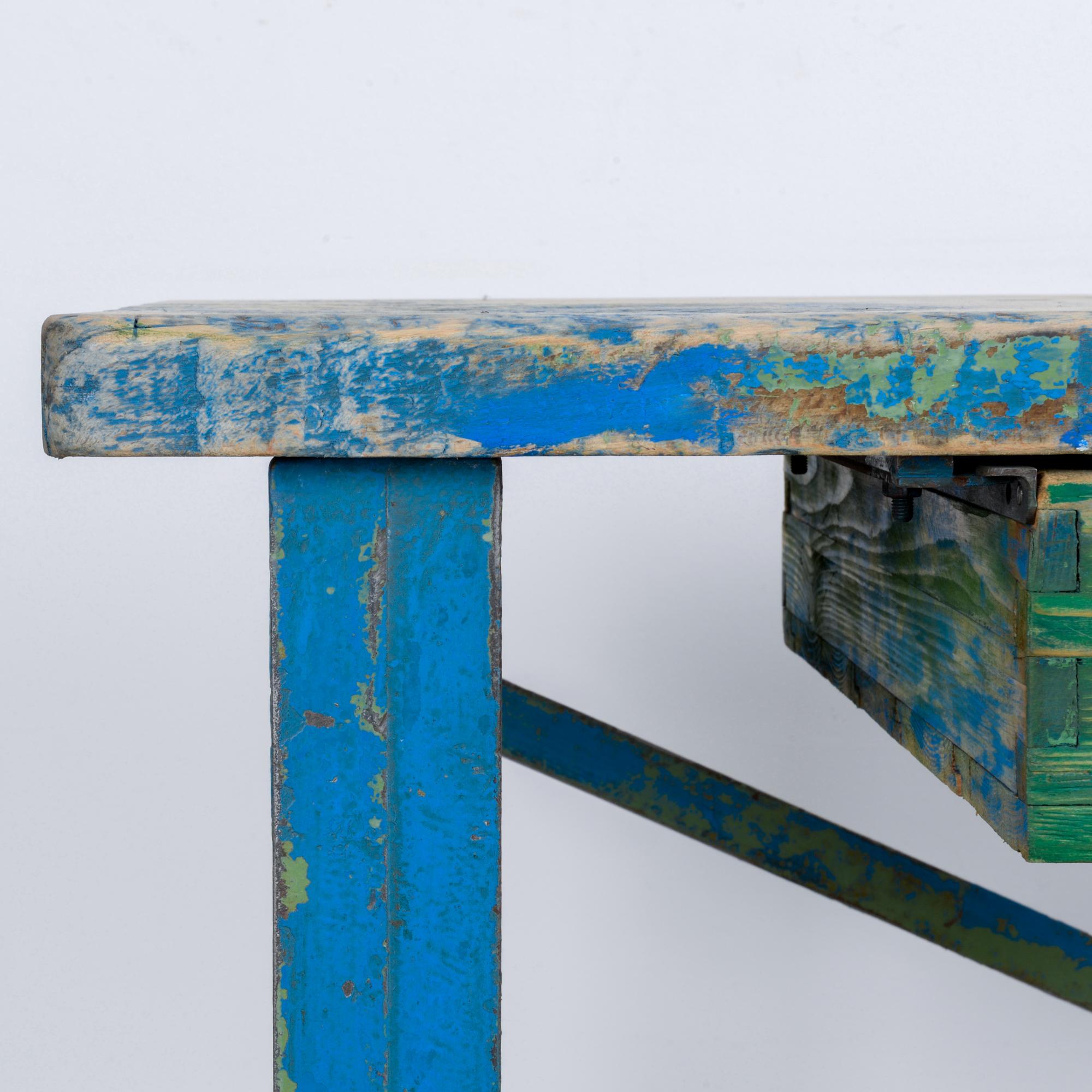 1950s Industrial Wooden Worktable 8