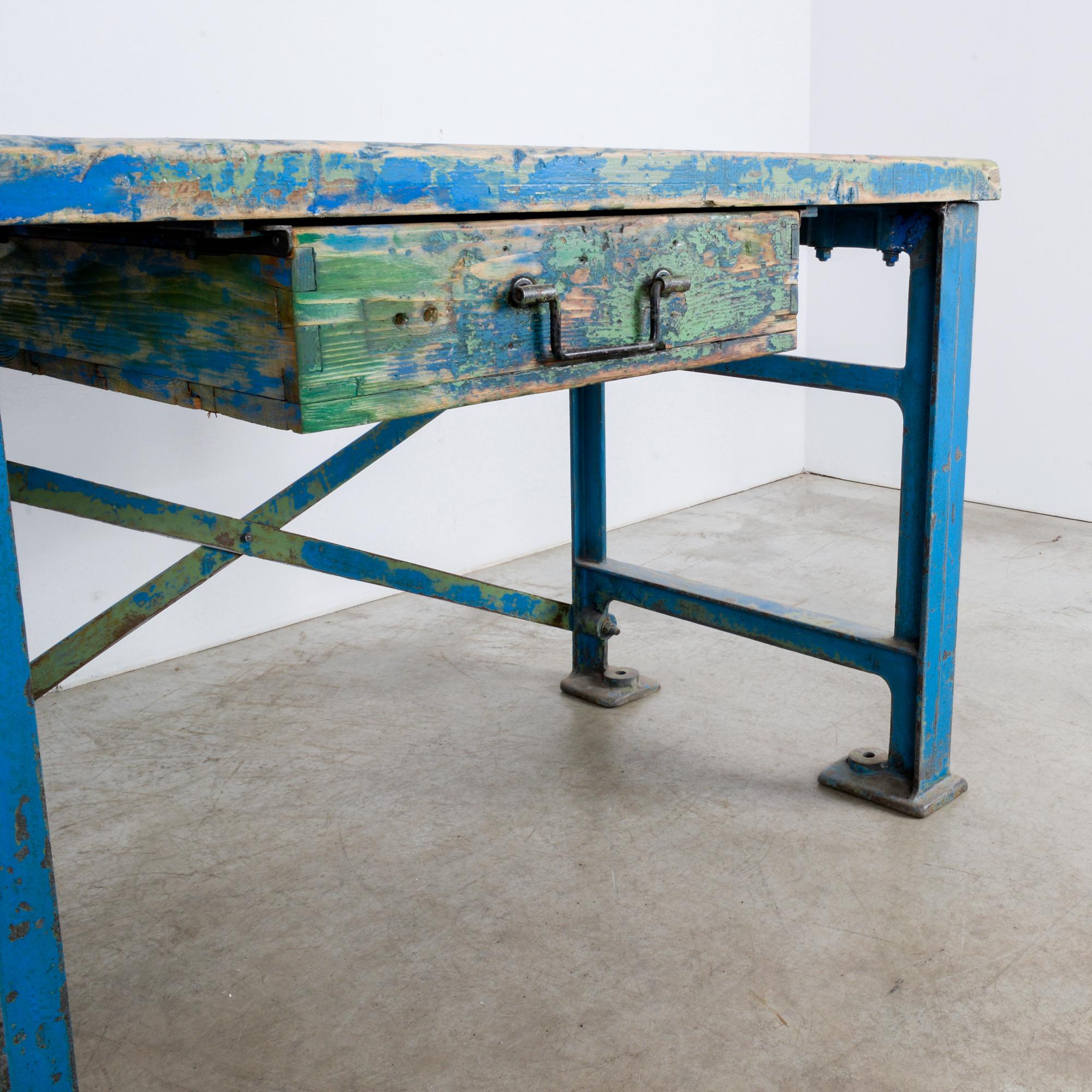 1950s Industrial Wooden Worktable 9