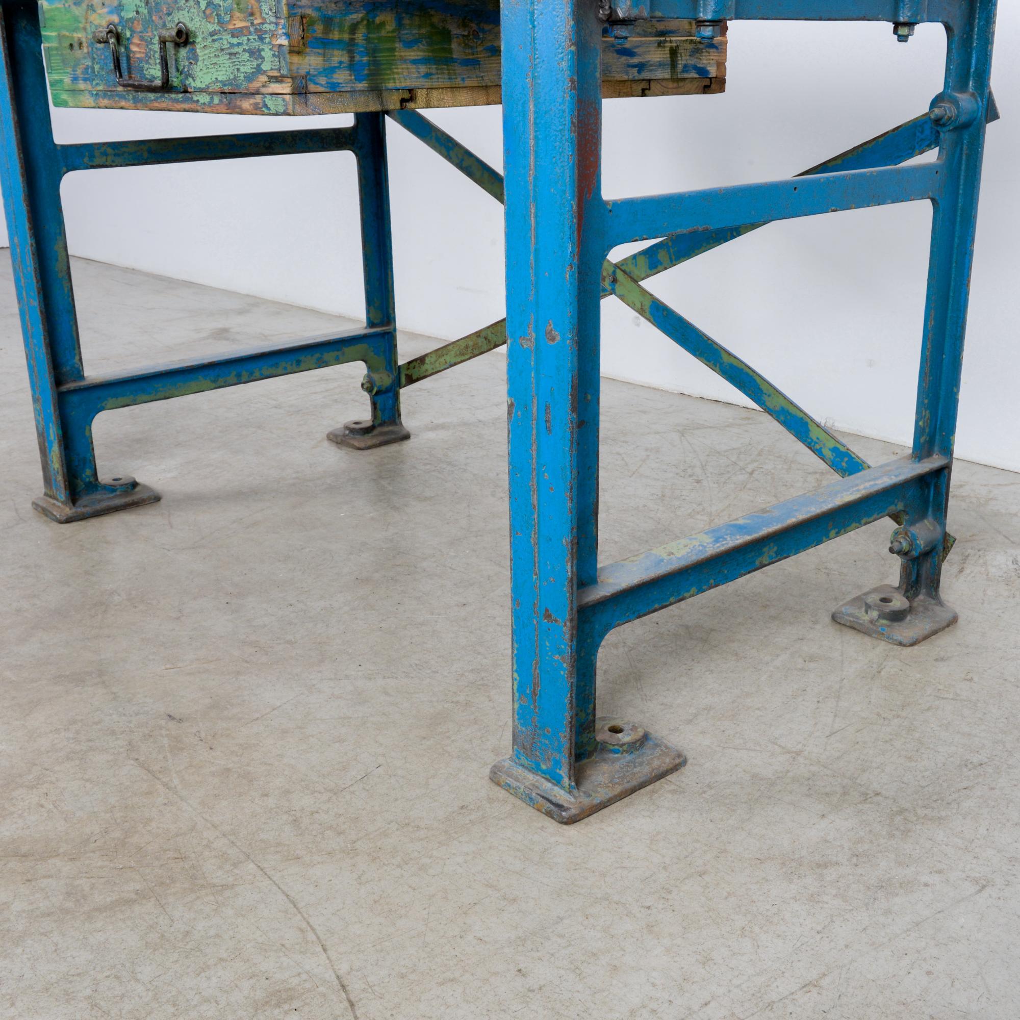 1950s Industrial Wooden Worktable 10