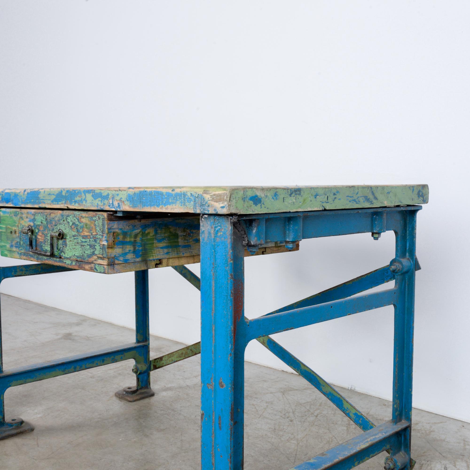 1950s Industrial Wooden Worktable 11
