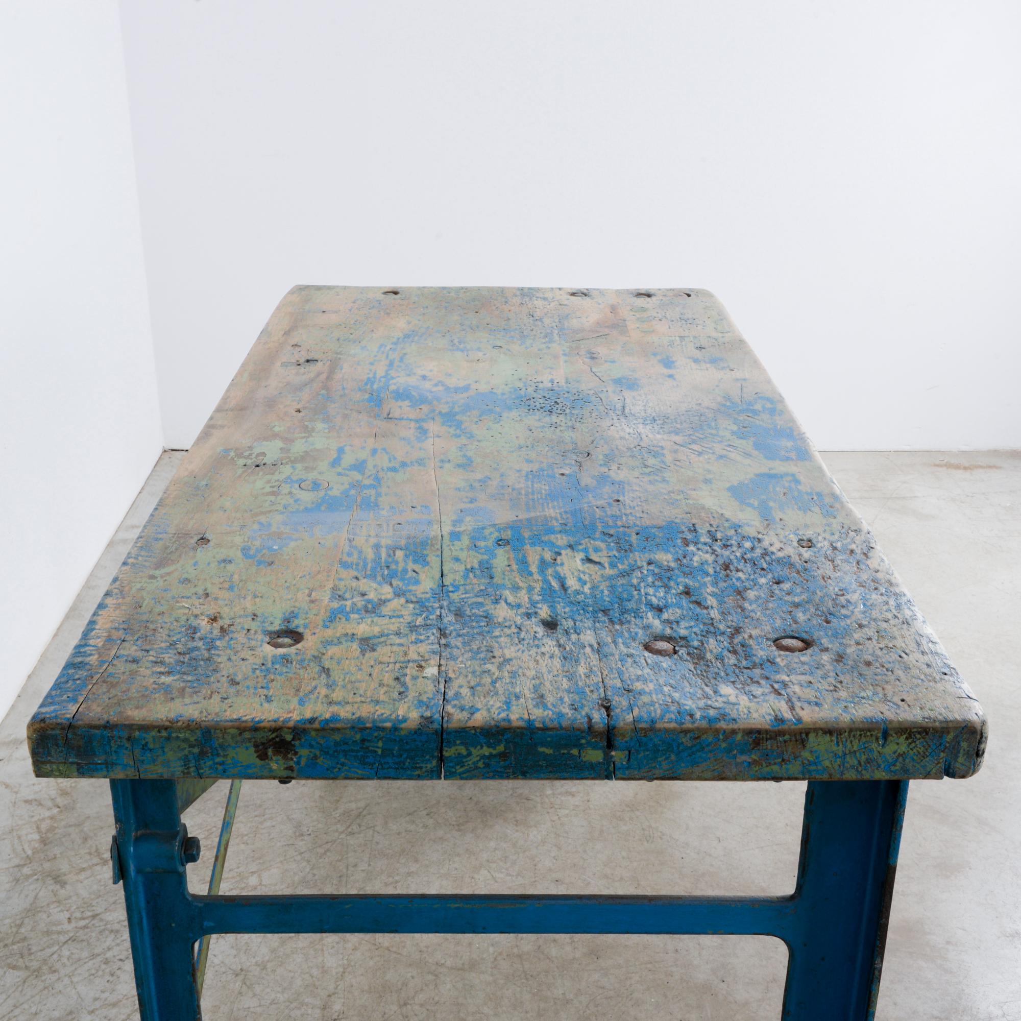 1950s Industrial Wooden Worktable 12