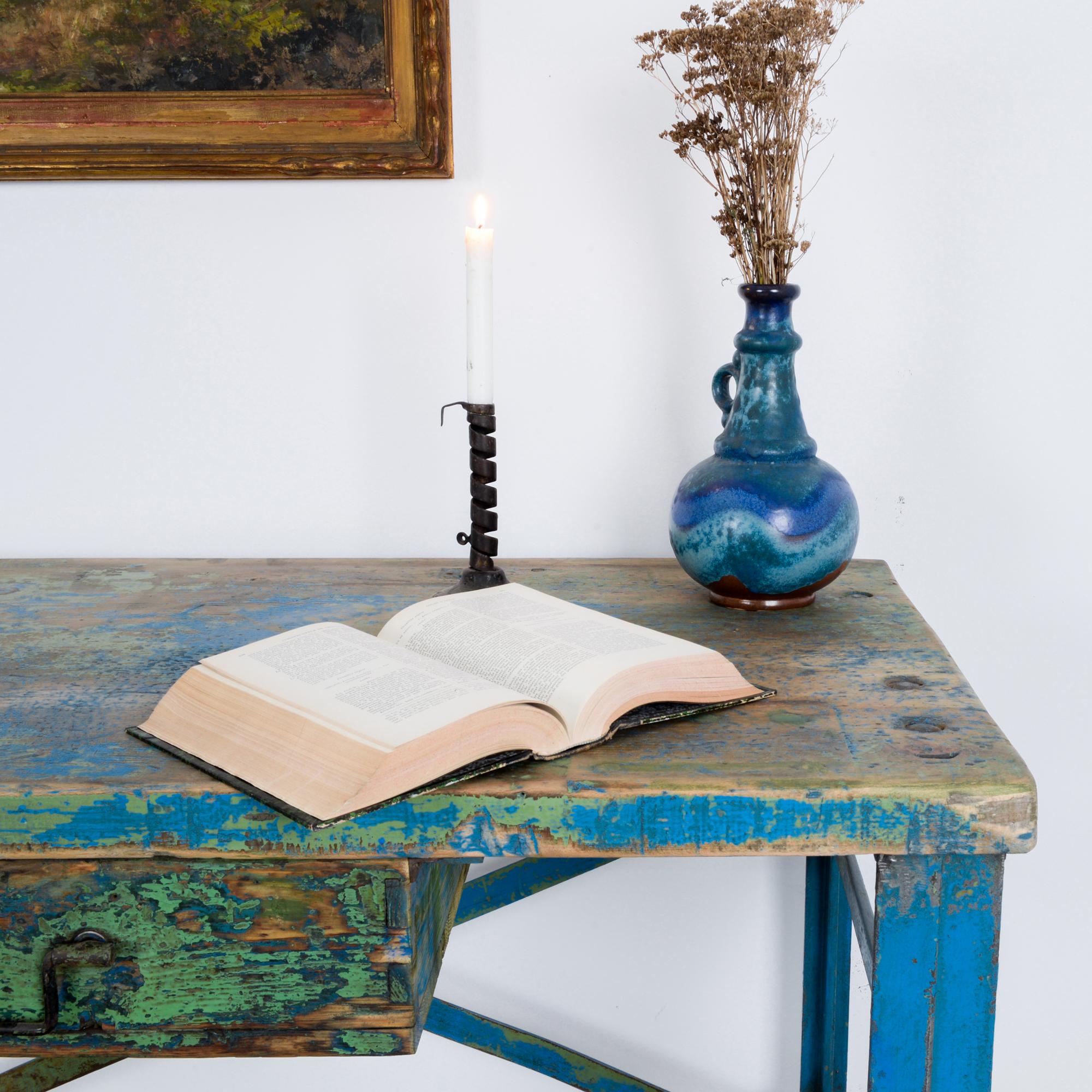 1950s Industrial Wooden Worktable 2