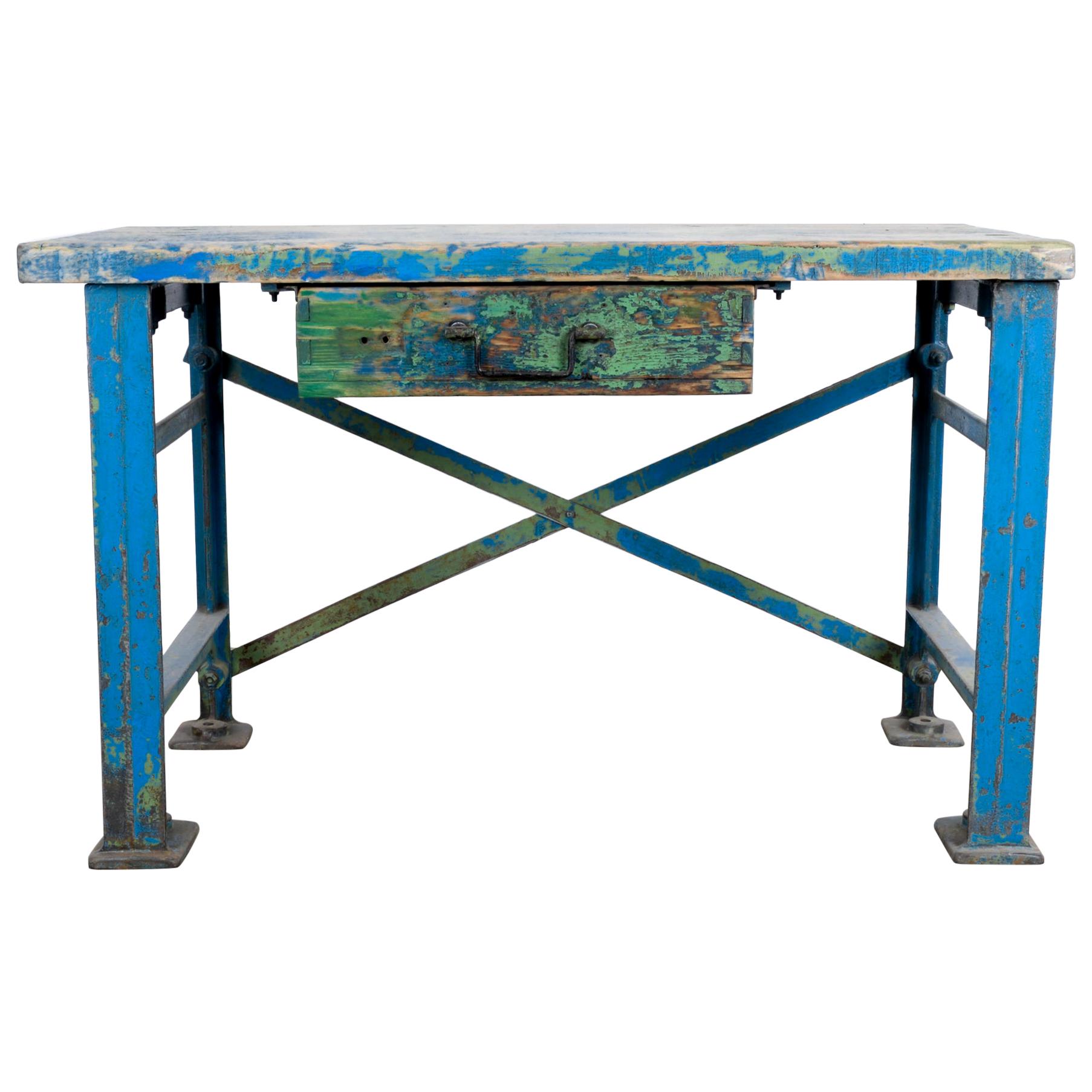 1950s Industrial Wooden Worktable