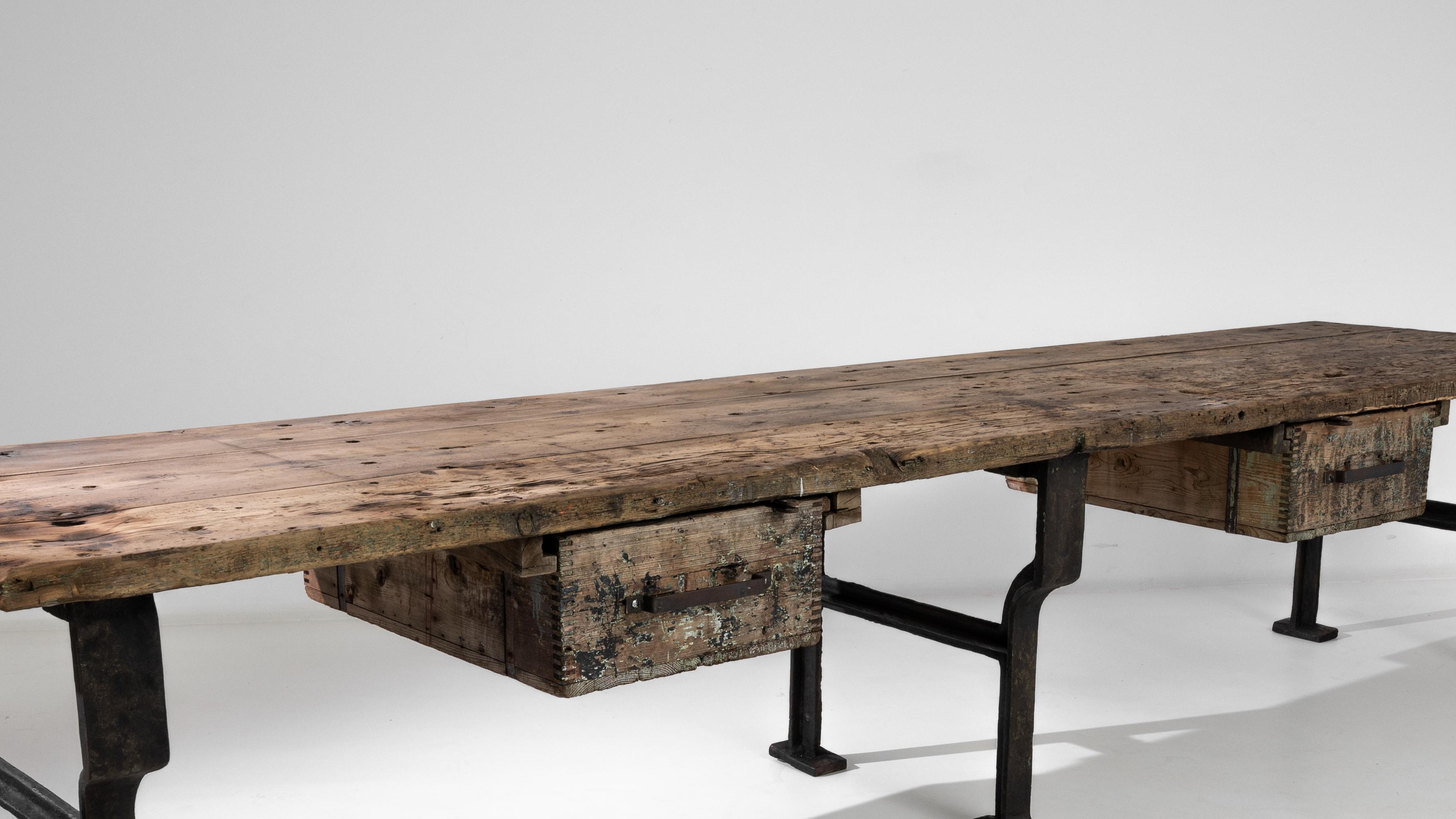 1950s Industrial Work Table from Czechia For Sale 3