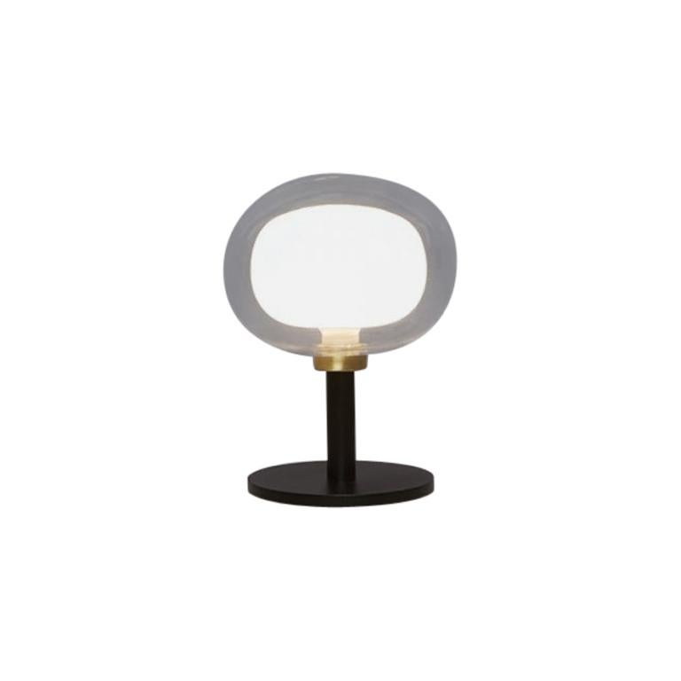 1950s Inspired Nabila Table Lamp Glass Globe Black and Brass by Corrado Dotti