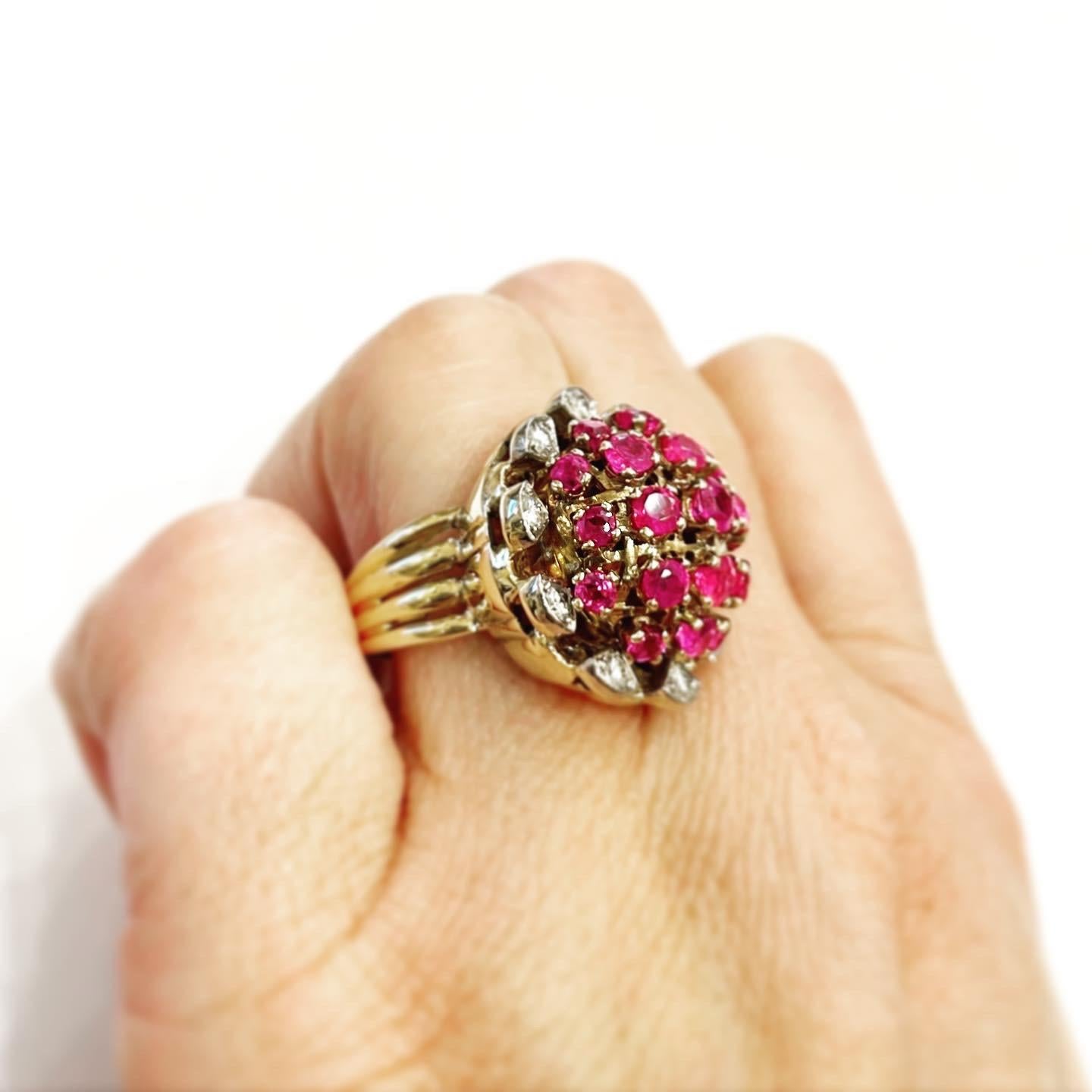 1950s Interchangeable 18kt Gold, Diamond, Pearls, Ruby, Sapphire Fashion Ring 6