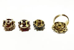 1950s Interchangeable 18kt Gold, Diamond, Pearls, Ruby, Sapphire Fashion Ring
