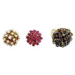 1950s Interchangeable 18kt Gold, Diamond, Pearls, Ruby, Sapphire Fashion Ring