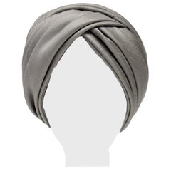 1950s Irene of New York Grey Raw Silk Turban