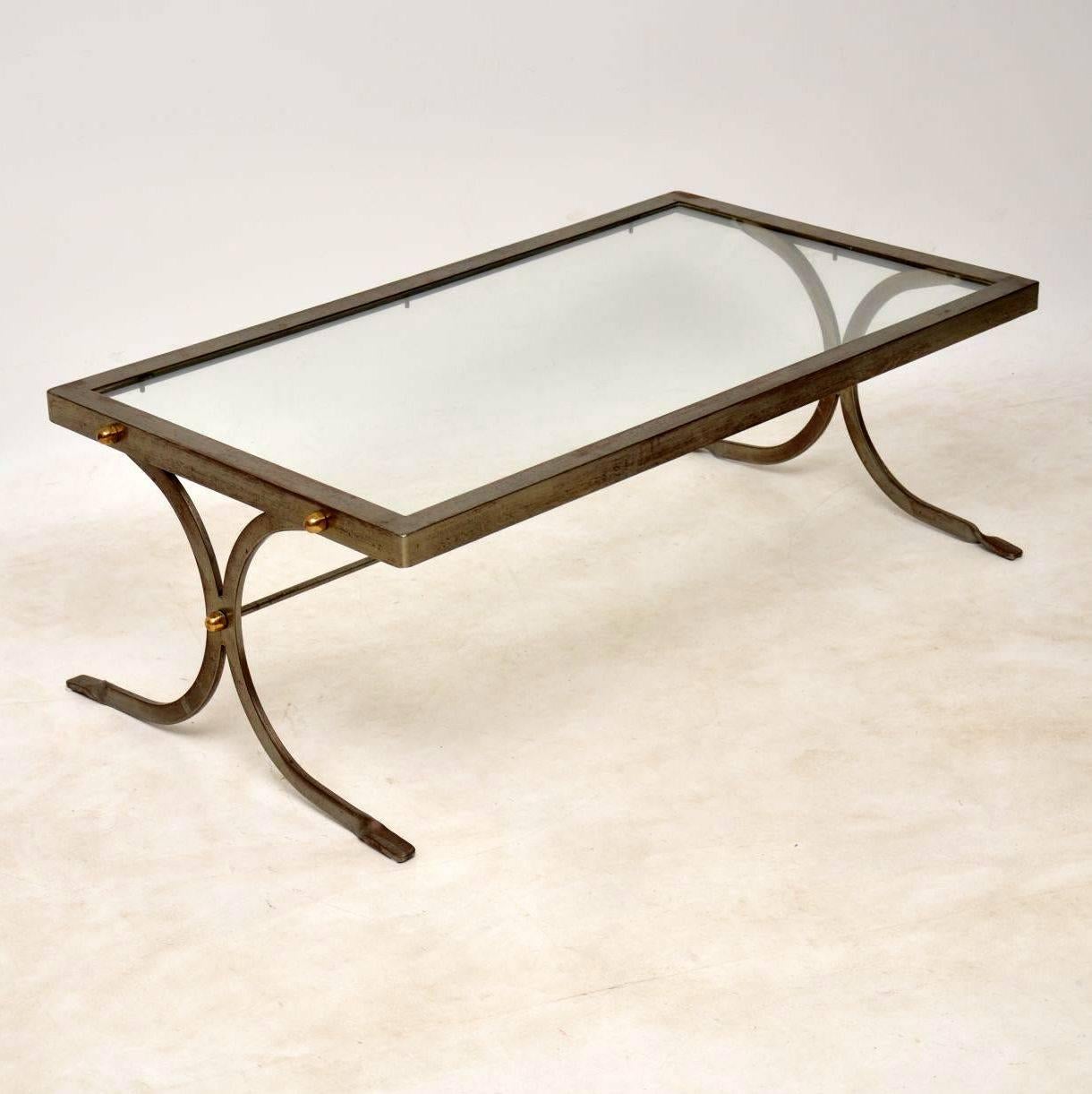 1950s Iron and Brass Vintage Coffee Table In Excellent Condition In London, GB