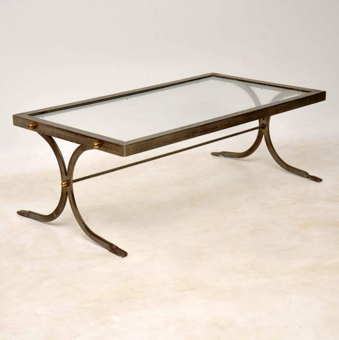 Mid-20th Century 1950s Iron and Brass Vintage Coffee Table