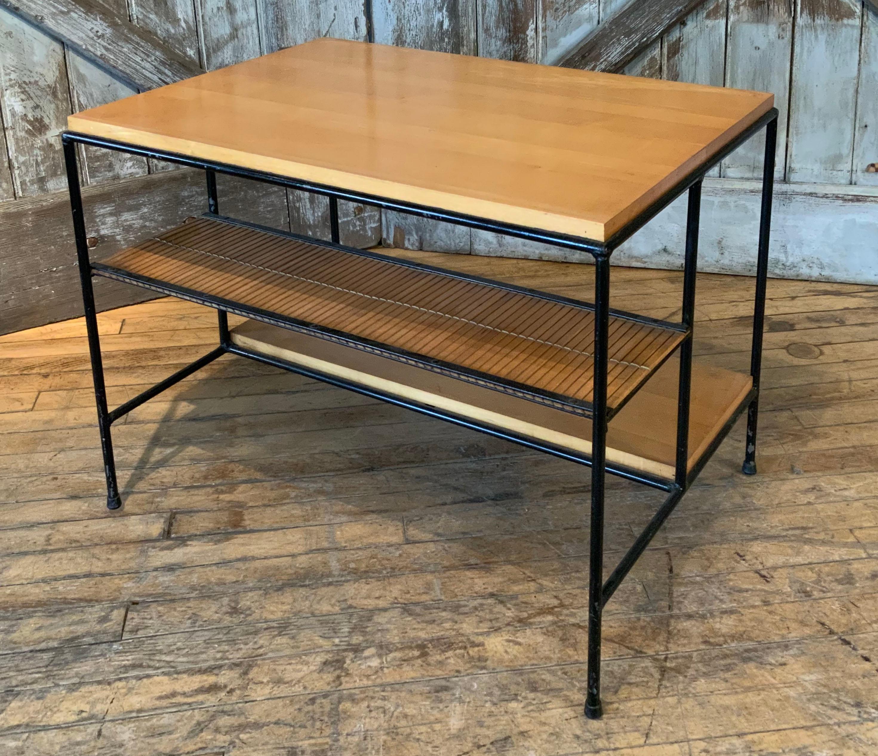 American 1950's Iron and Birch Table or Nightstand by Paul McCobb