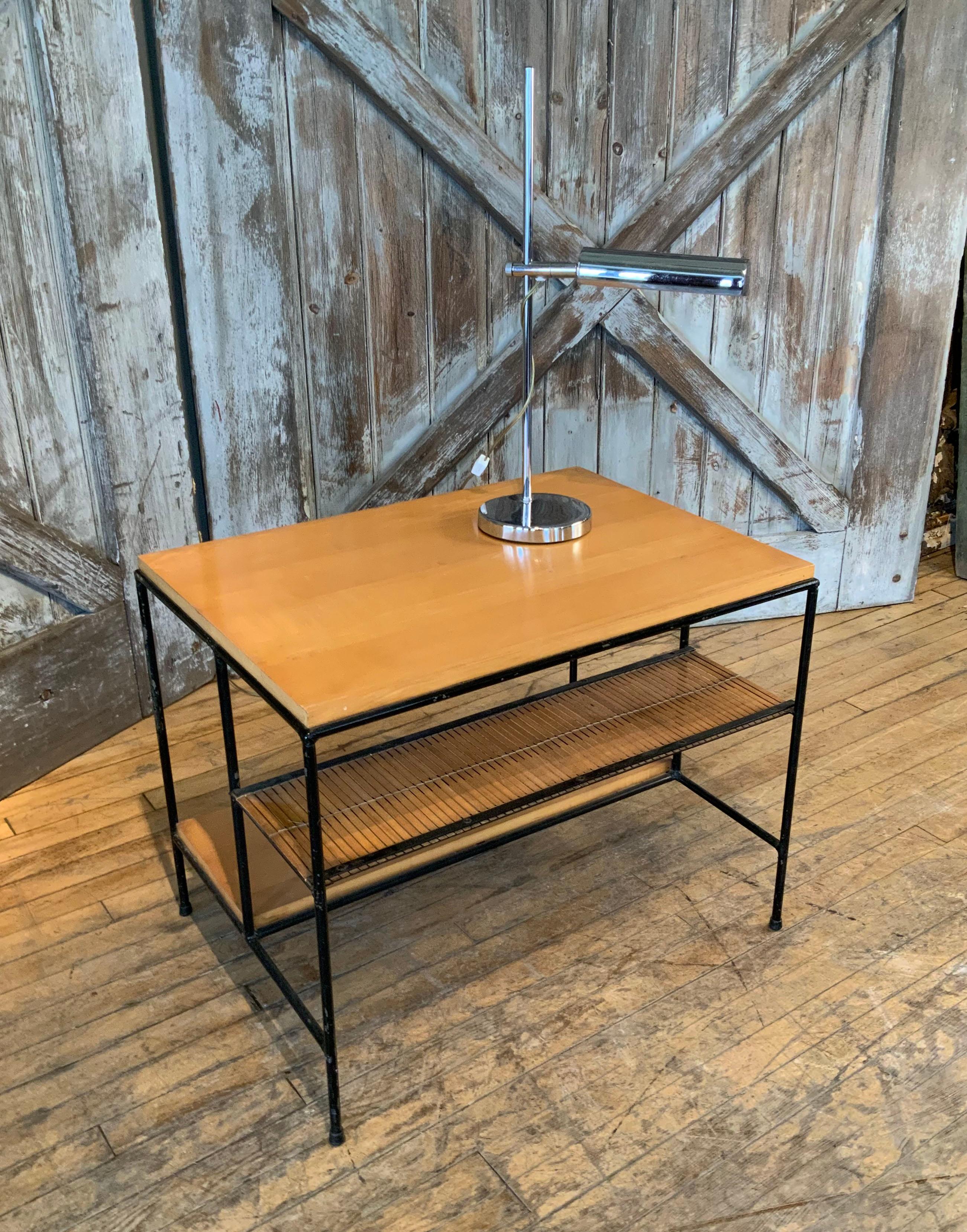 Mid-20th Century 1950's Iron and Birch Table or Nightstand by Paul McCobb