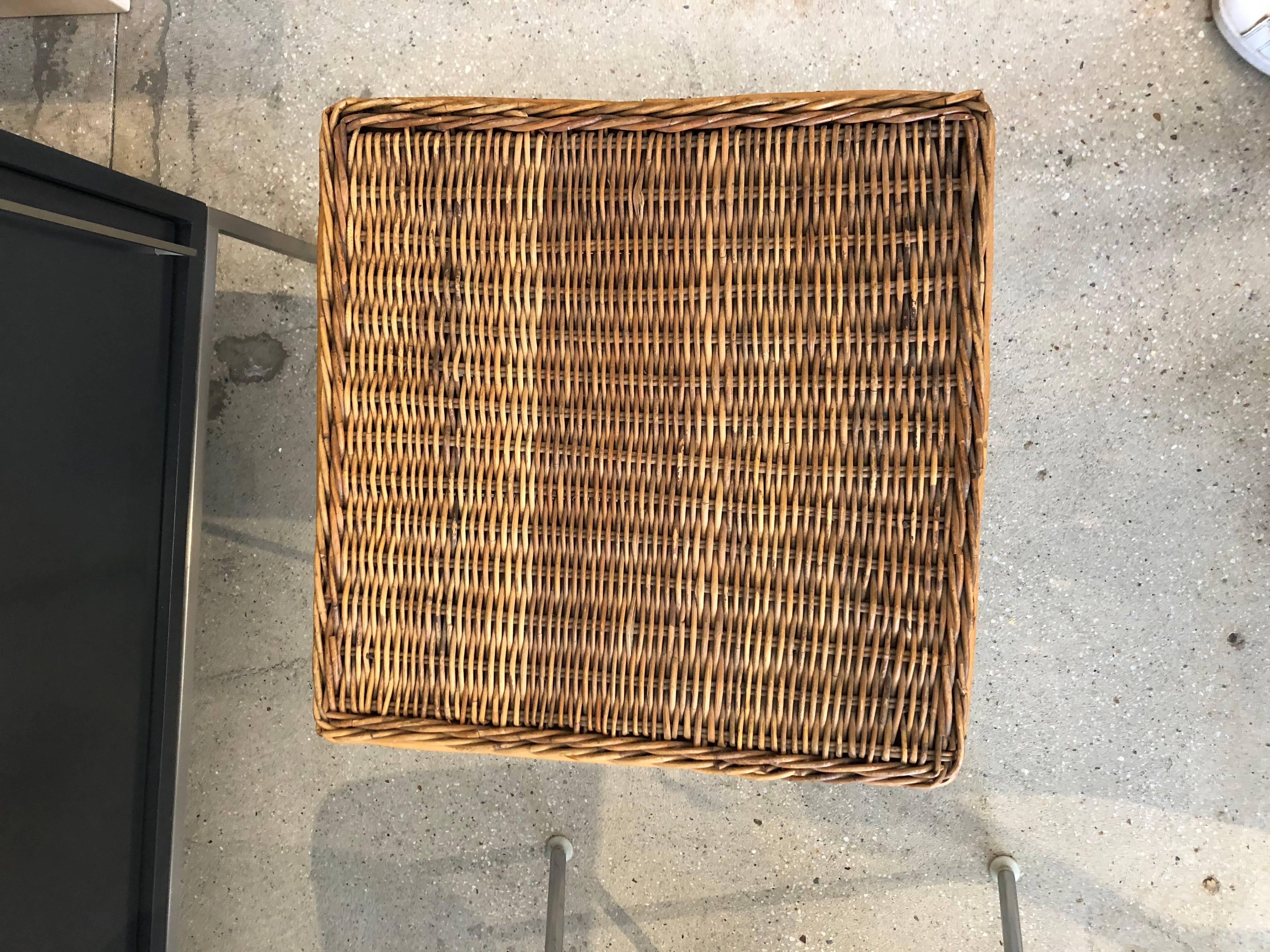 1950s iron and cane stool.