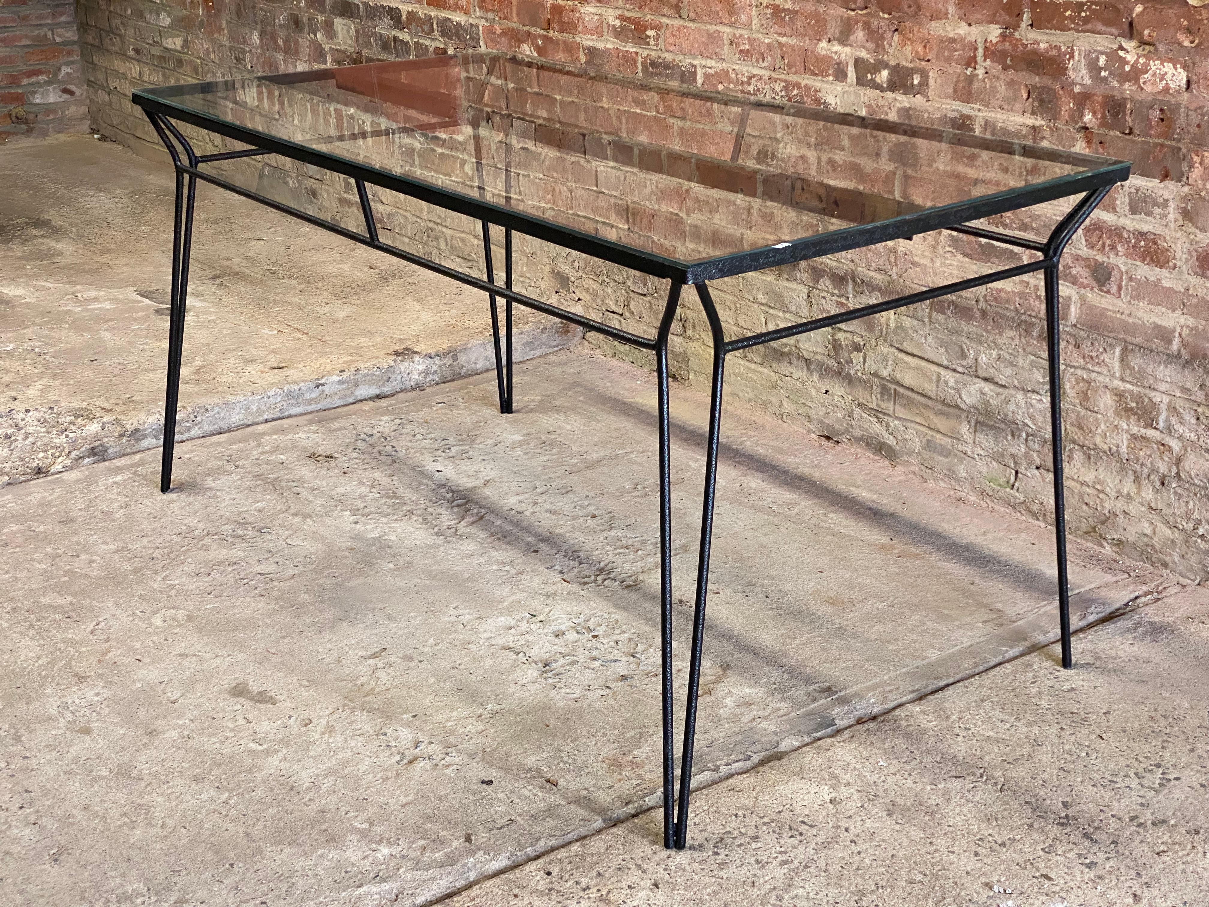Mid-Century Modern 1950s Iron and Glass Dining Table For Sale