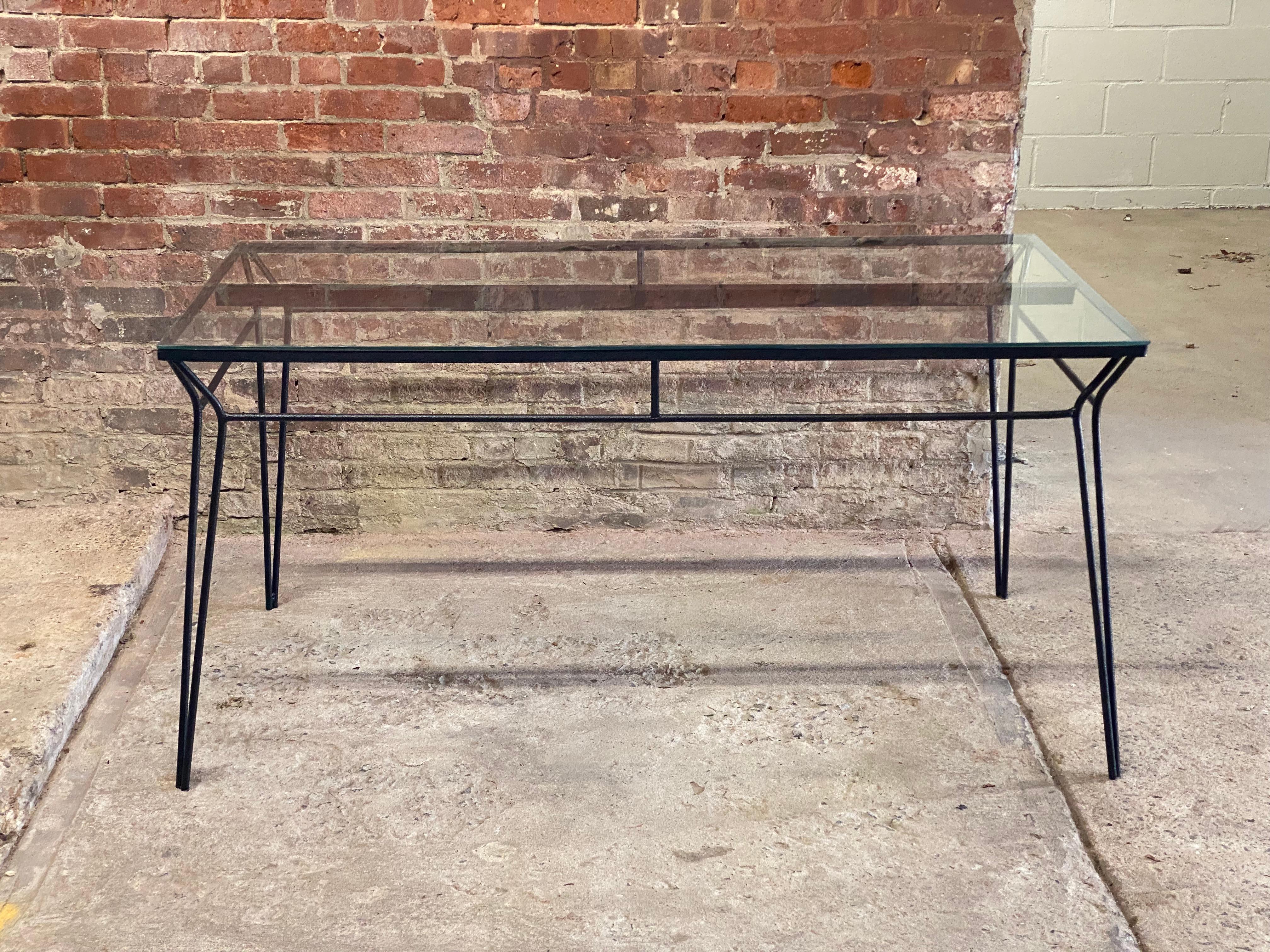American 1950s Iron and Glass Dining Table For Sale
