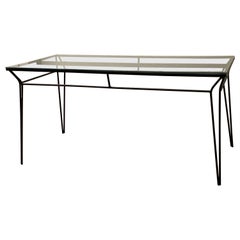 1950s Iron and Glass Dining Table