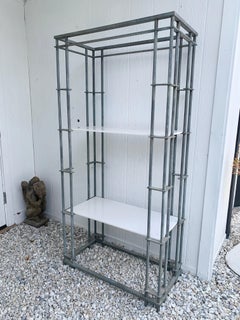 1950s Iron and Glass Étagère in the Style of Walter Lamb