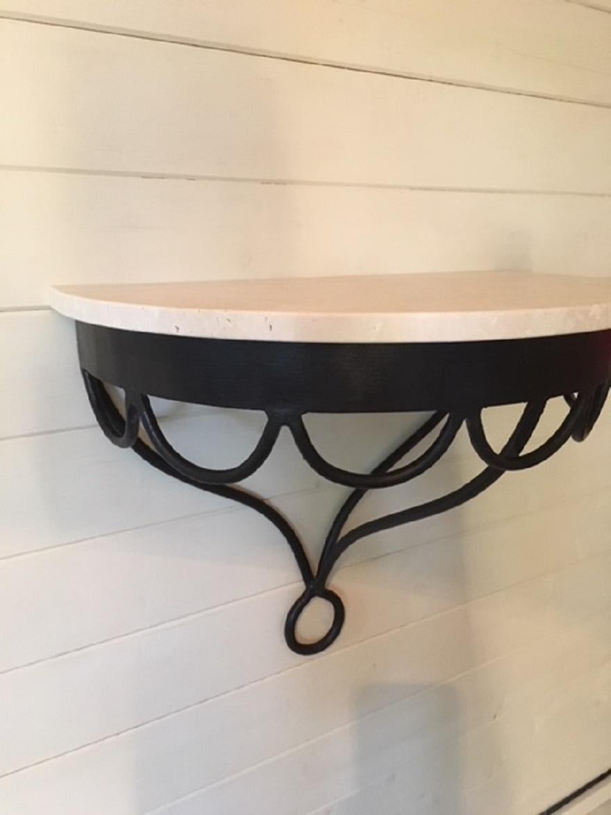 1950s Iron and Travertine Console Table In Good Condition In London, GB