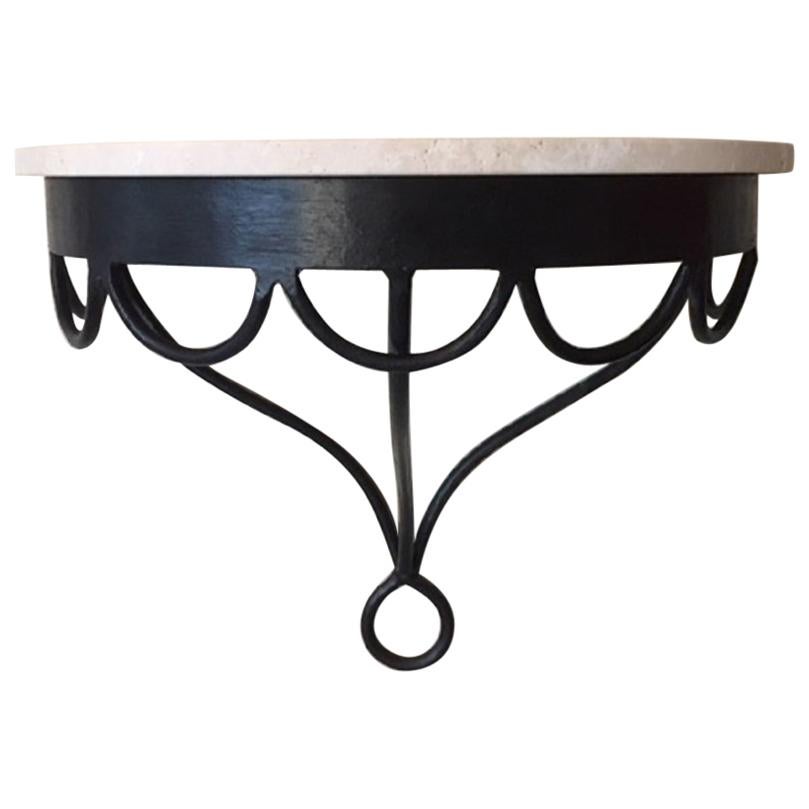 1950s Iron and Travertine Console Table