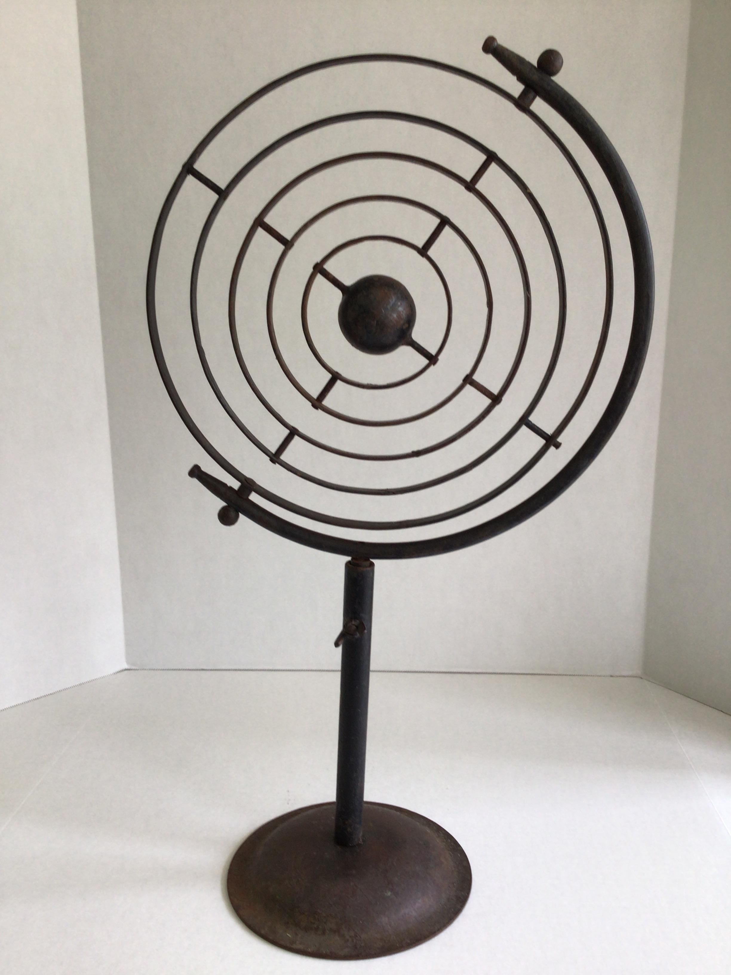 1950s Iron Armillary or Rotating Sphere on Metal Base For Sale 6