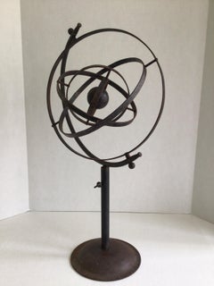 1950s Iron Armillary or Rotating Sphere on Metal Base
