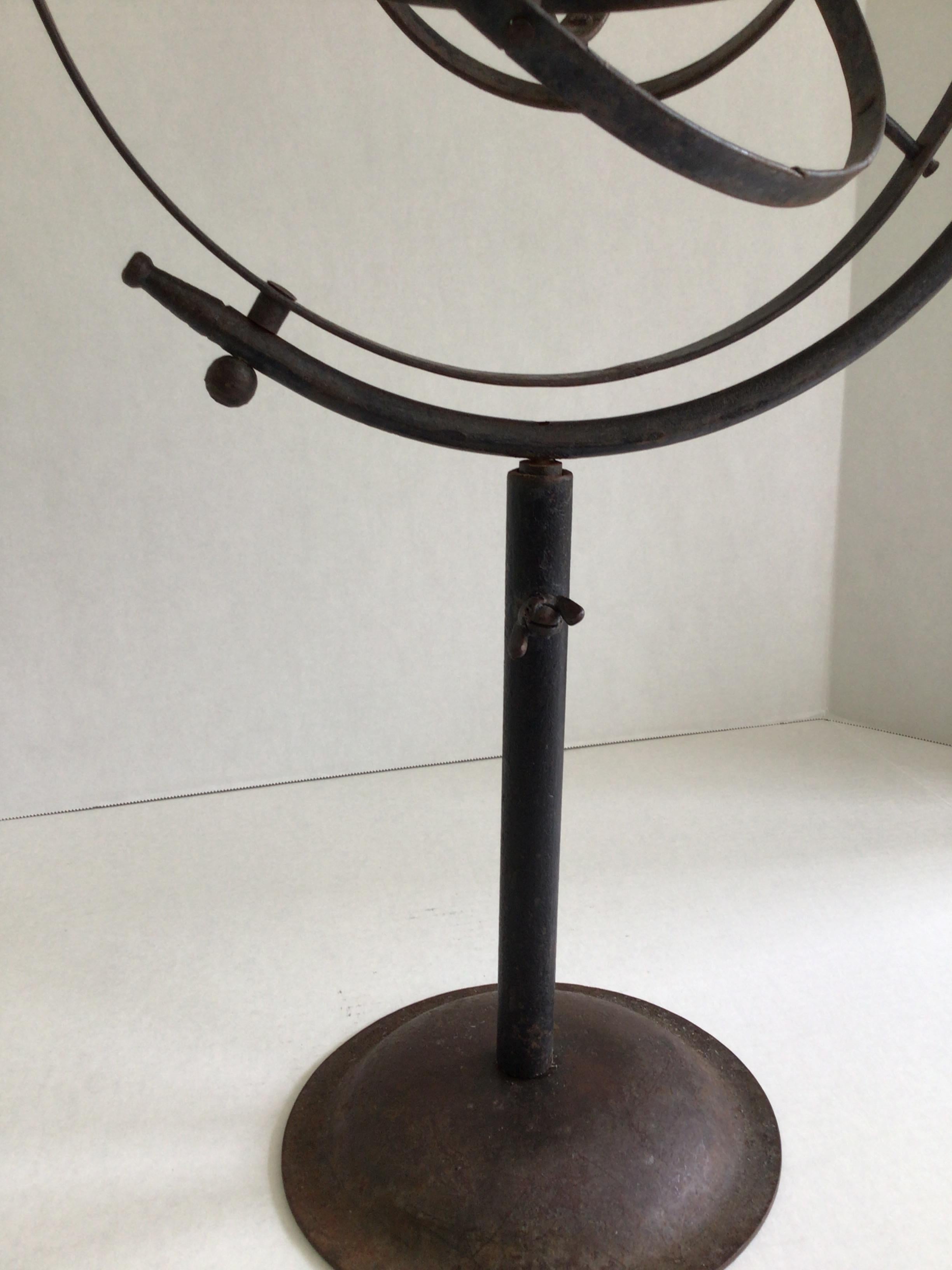 1950s Iron Armillary or Rotating Sphere on Metal Base For Sale 4