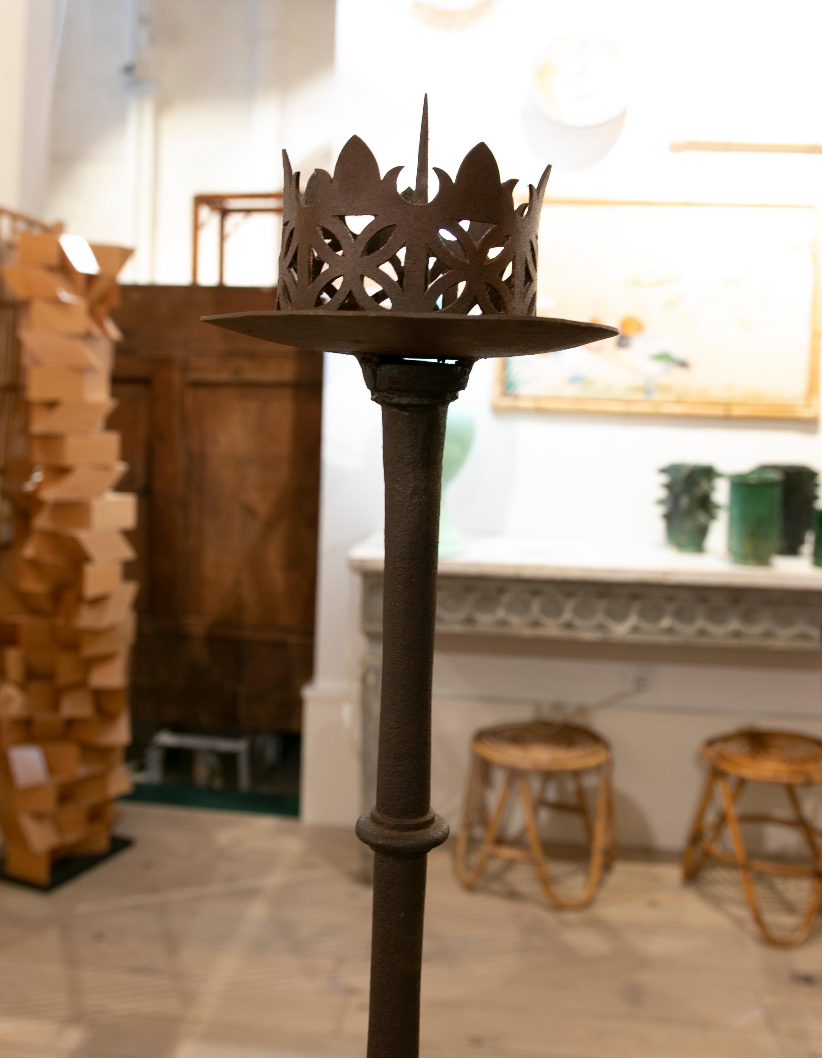 1950's Iron Candle Holder In Good Condition For Sale In Marbella, ES