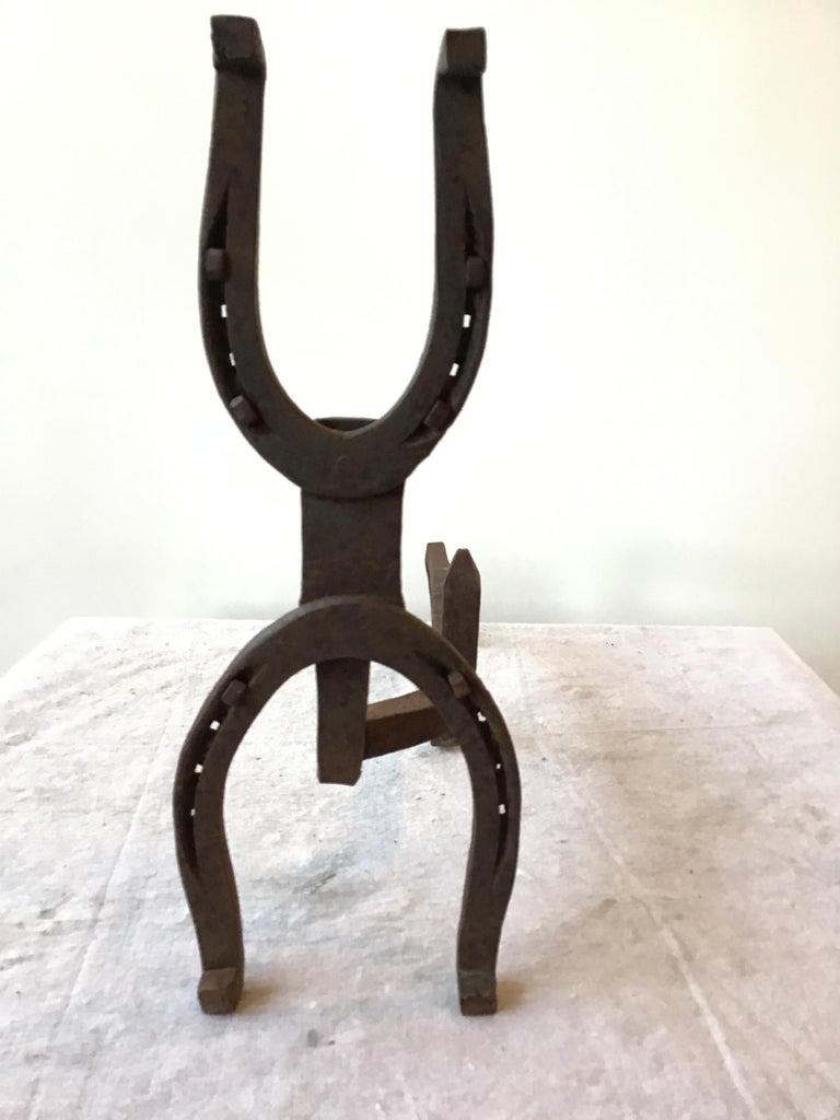 1950s Iron Horseshoe Andirons For Sale at 1stDibs