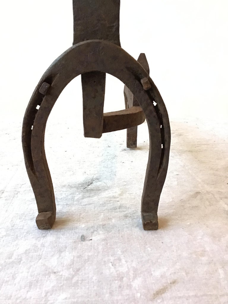 1950s Iron Horseshoe Andirons For Sale at 1stDibs