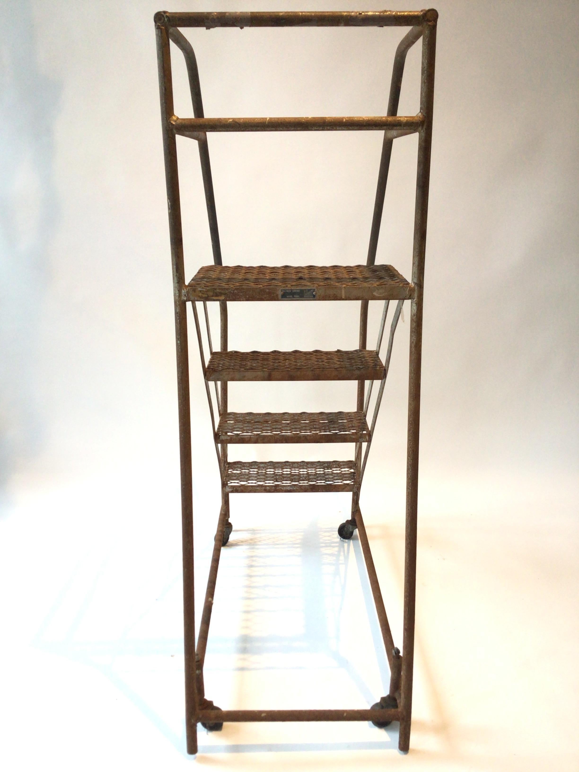 1950s Iron Industrial Rolling Staircase In Good Condition In Tarrytown, NY