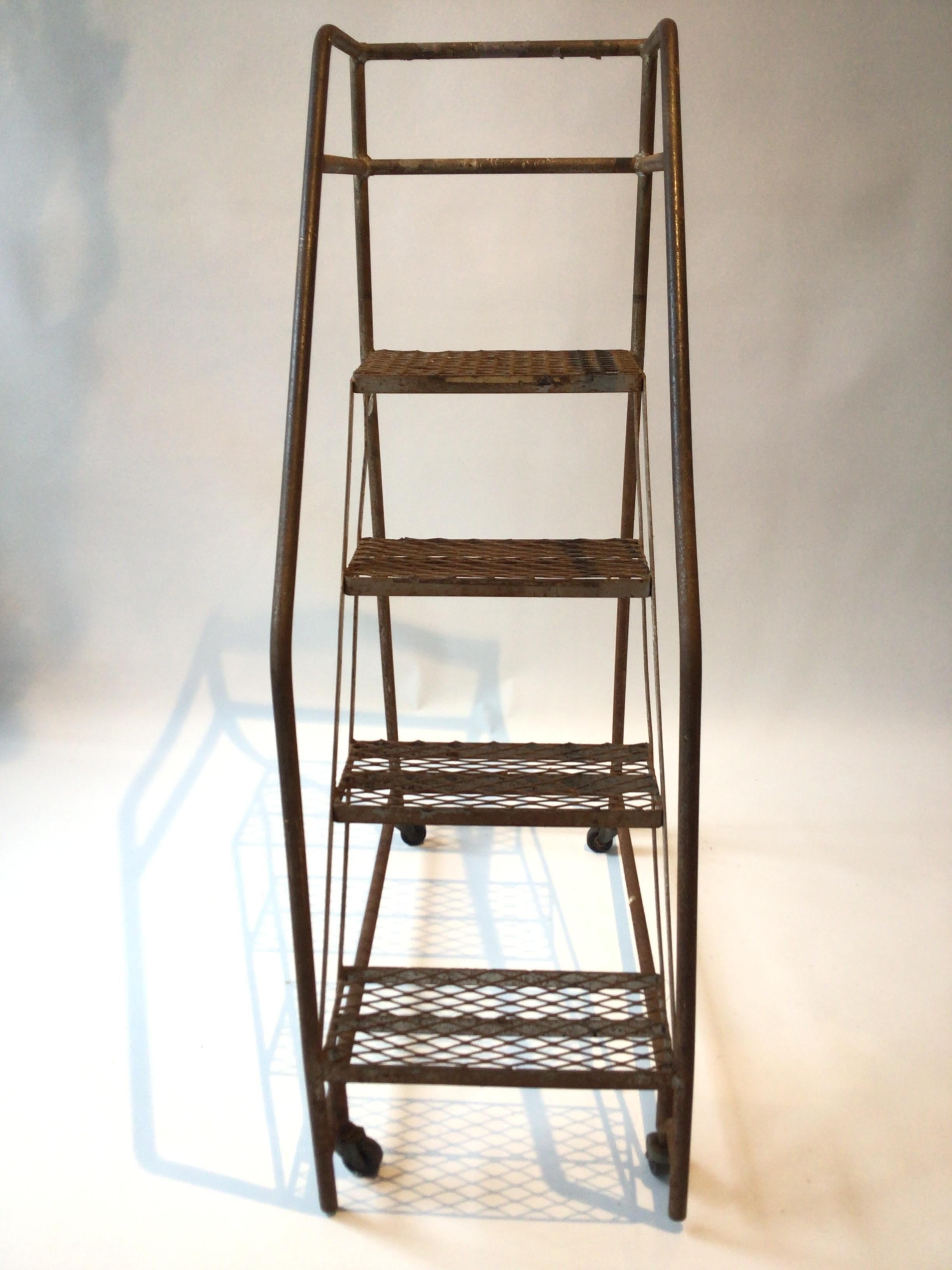 1950s Iron Industrial Rolling Staircase 1