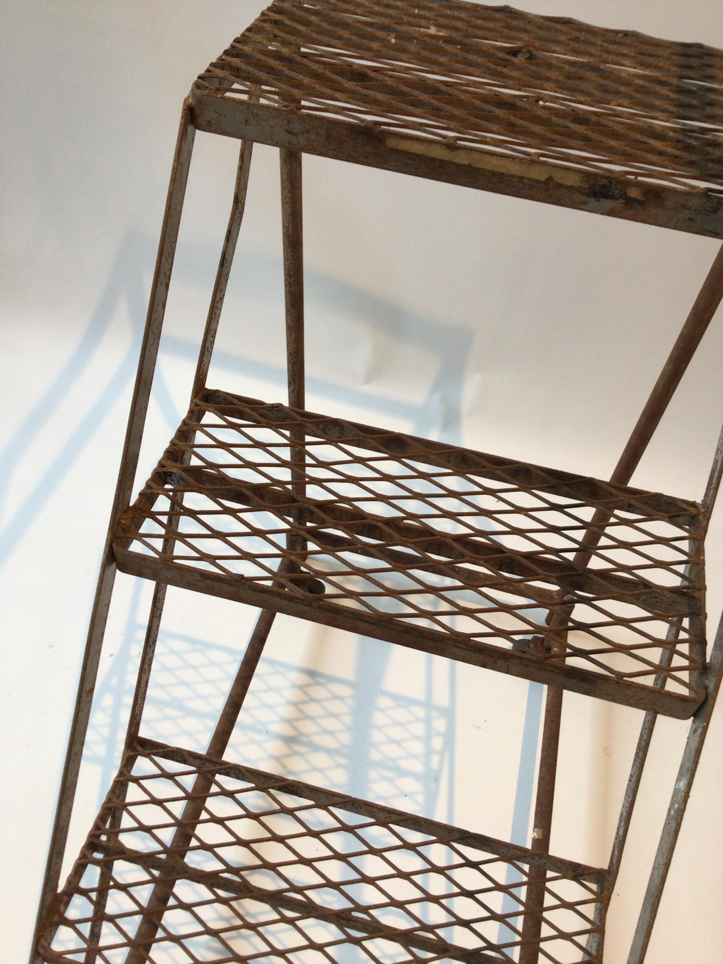 1950s Iron Industrial Rolling Staircase 4