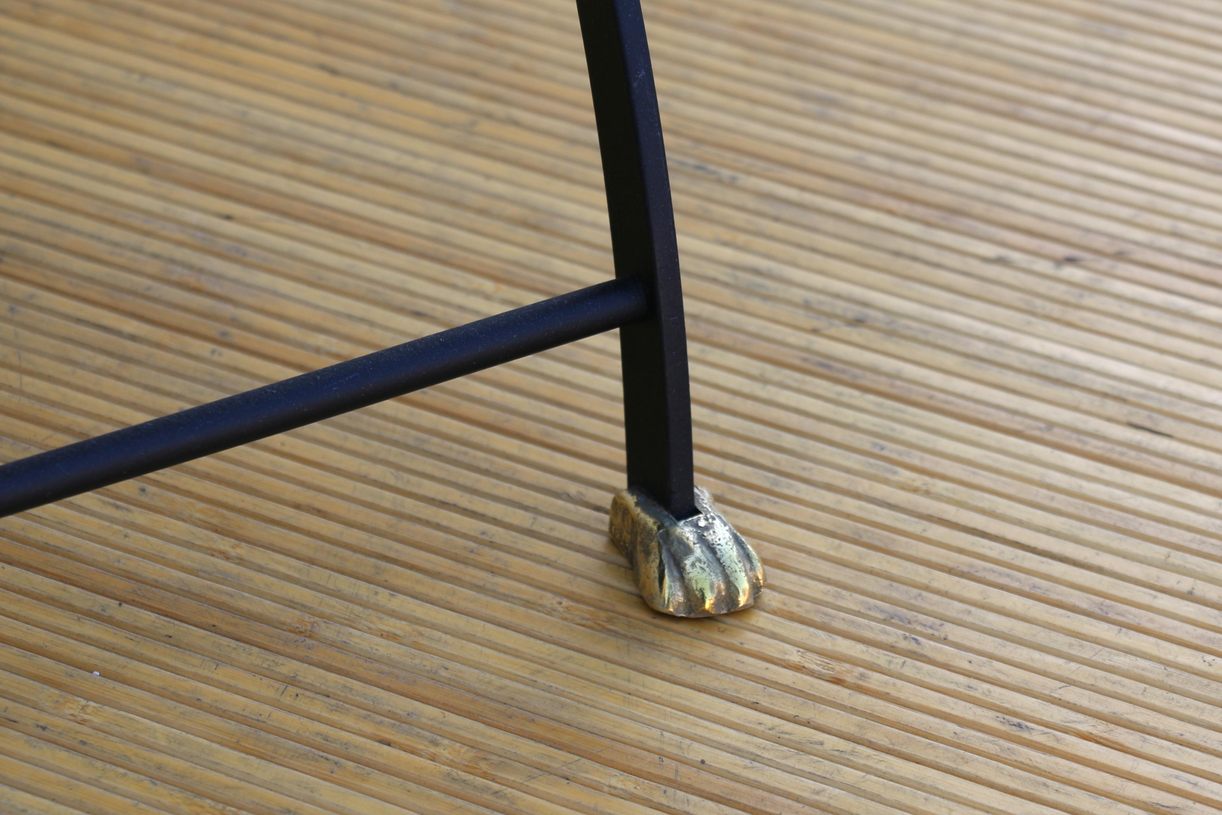 1950s Iron Lyre Back Settee With Brass Swans Heads and Paw Feet by Maison Jansen 6