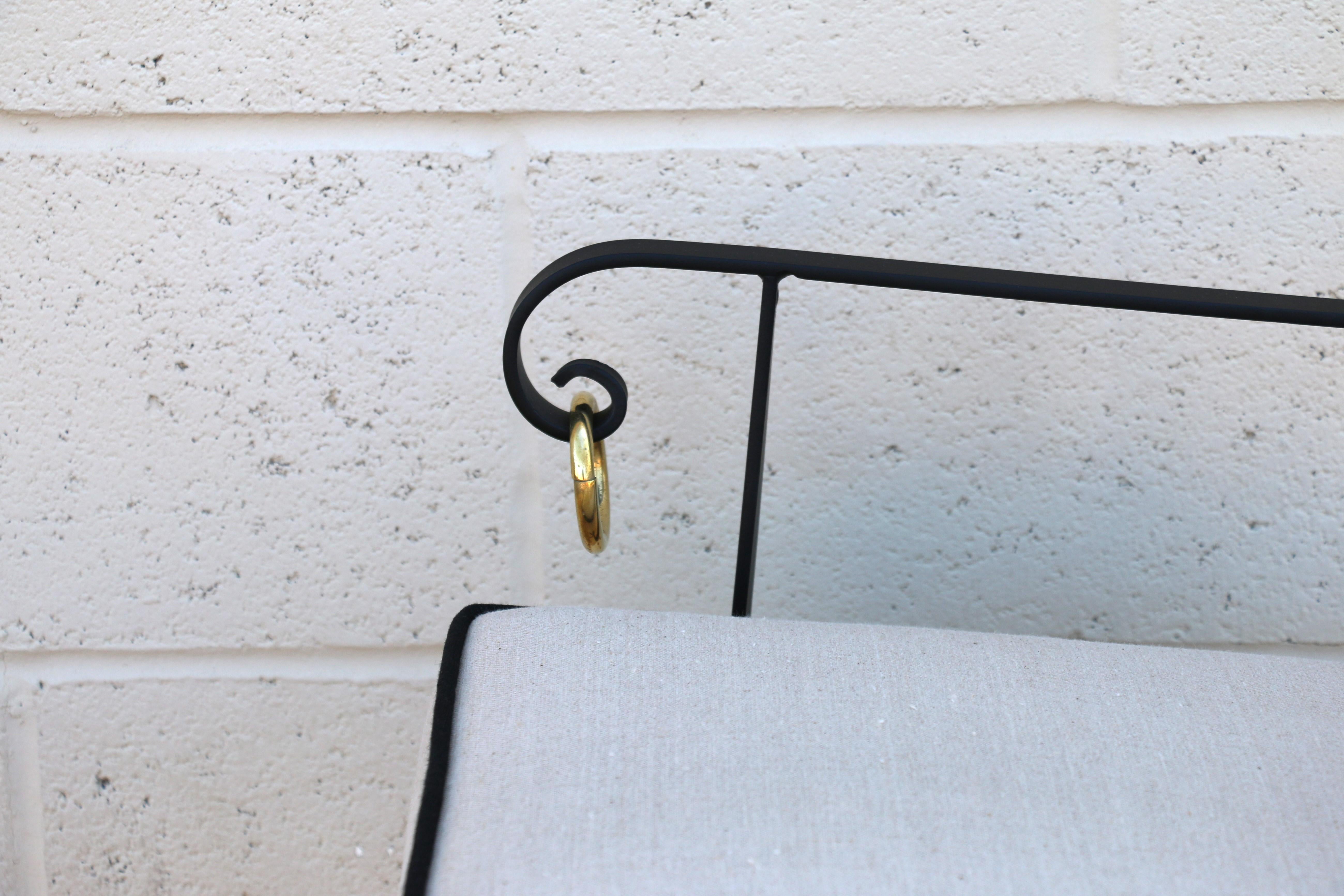 1950s Iron Lyre Back Settee With Brass Swans Heads and Paw Feet by Maison Jansen 2