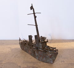 1950s Iron Military Ship Sculpture