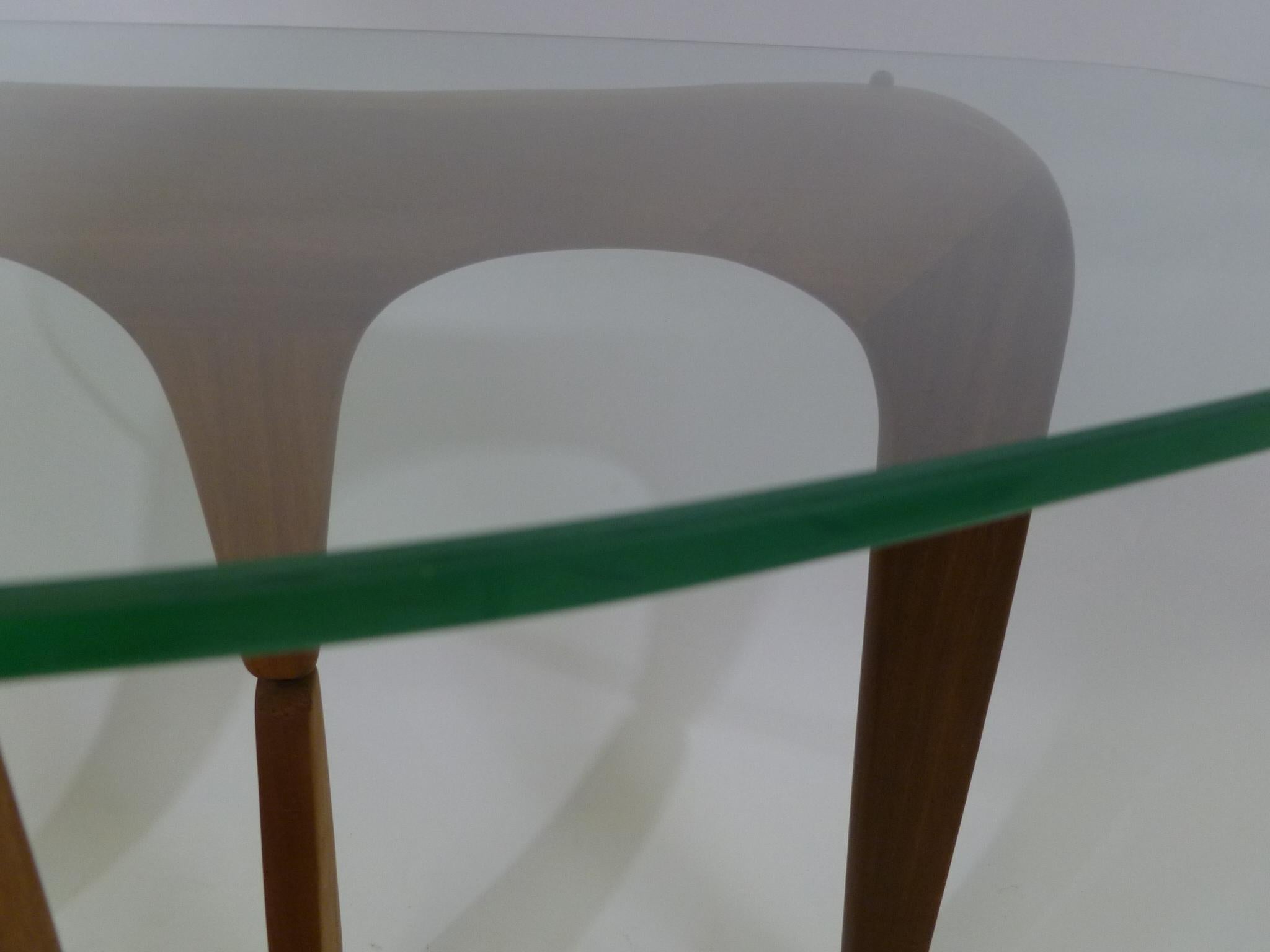 1950s Isamu Noguchi Style Organic Modern Glass Top Side Tables 1