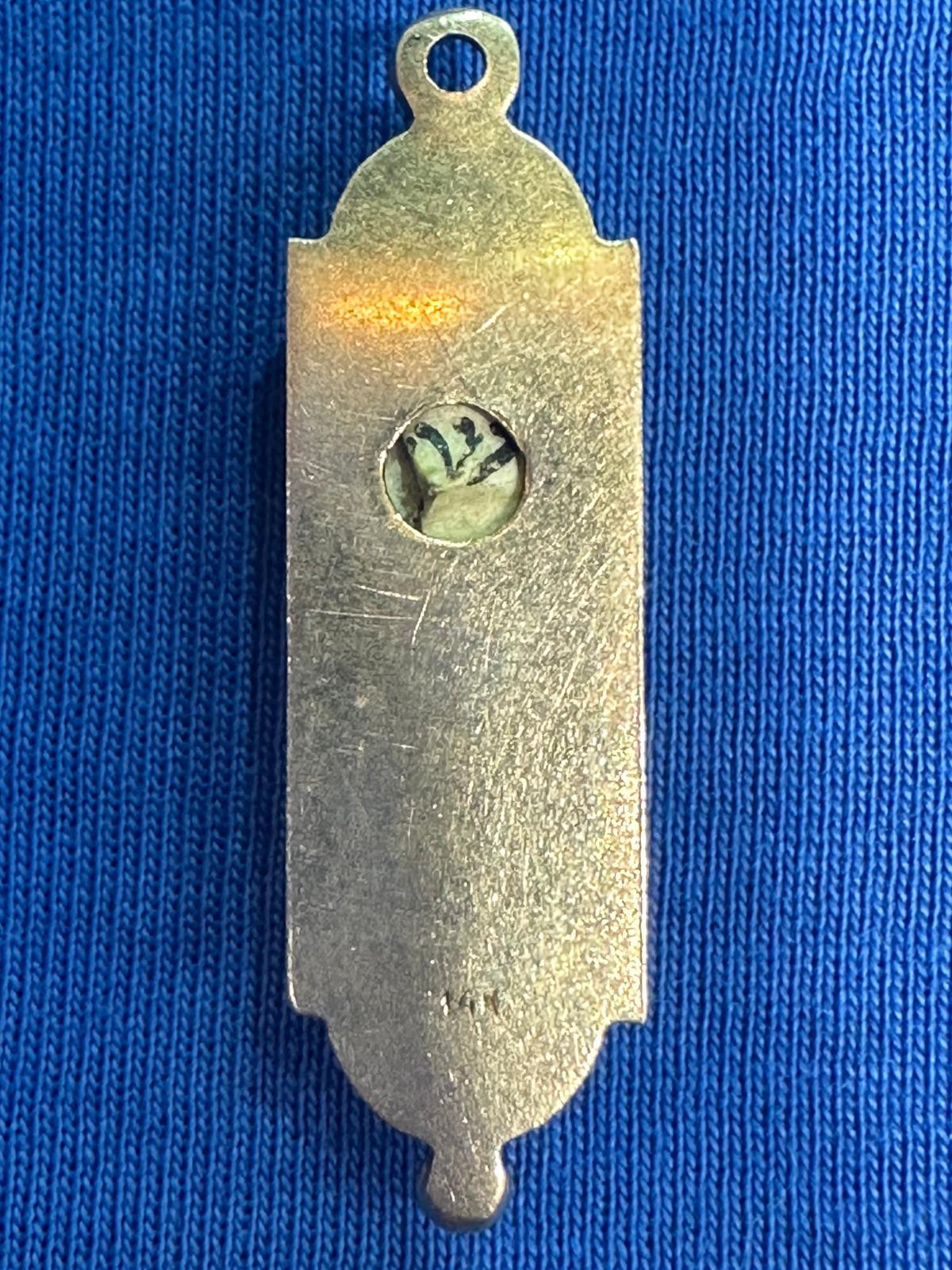 20th Century 1950s Israeli 14K Gold Mezuzah Pendant with Enamel and Original Parchment
