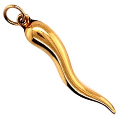 Vintage 1950s Italian 14 Karat Gold Cornicello Horn Pendant