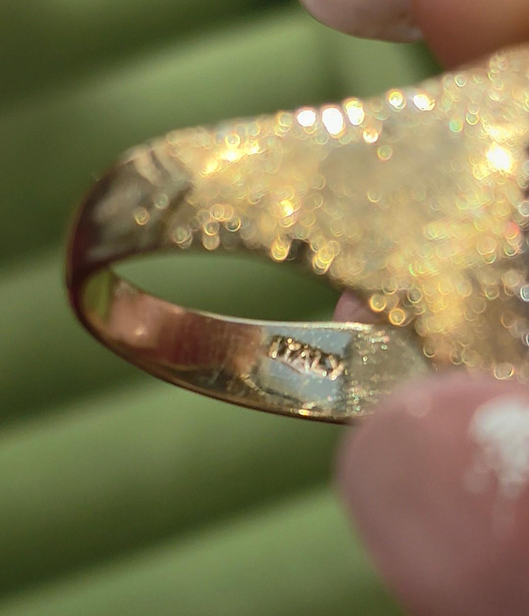 1950er Jahre Italienischer 18K Gold Türkis und Diamant Navette Ring im Angebot 2