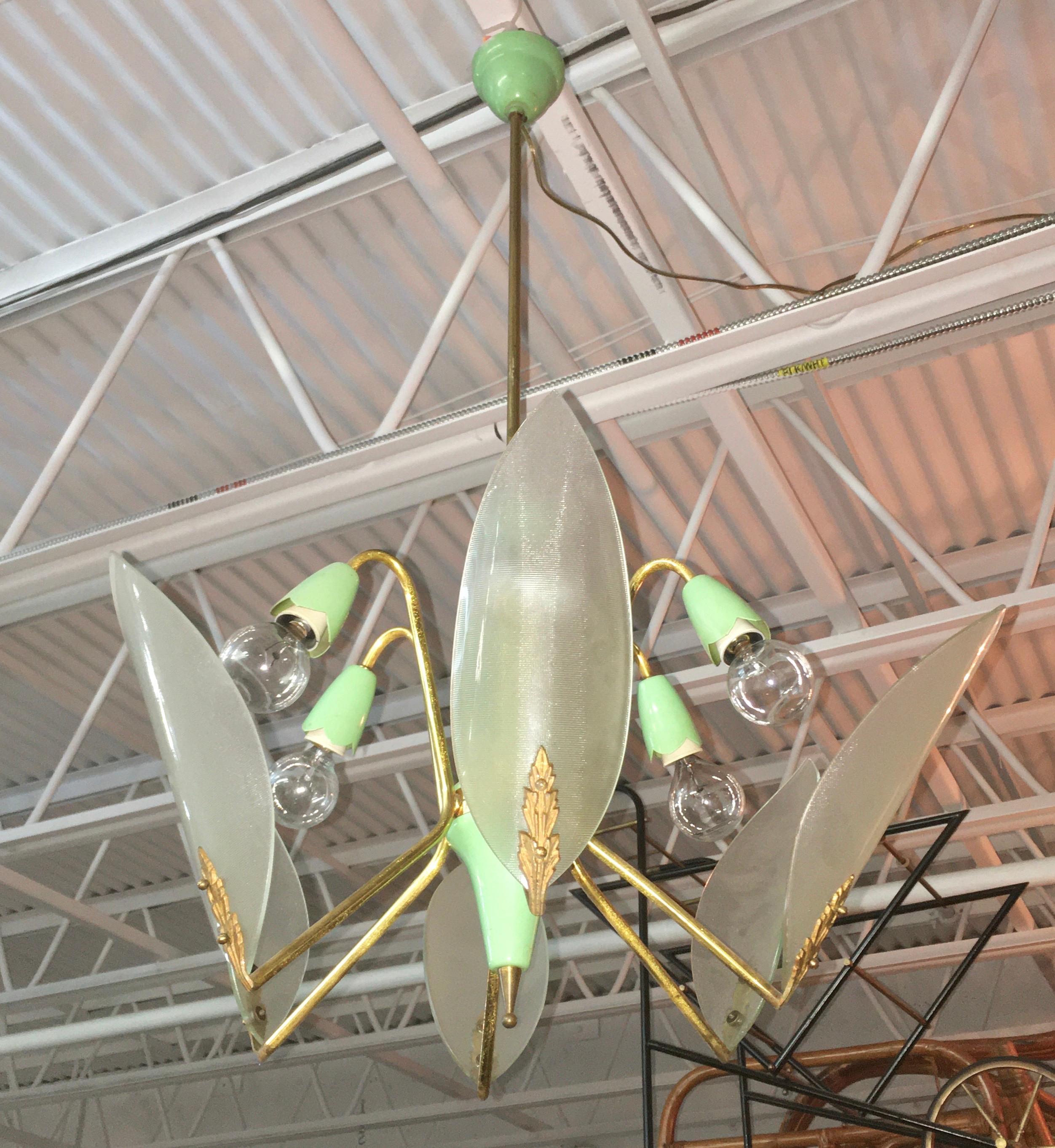 Brass 1950's Italian Dragonfly Sputnik Chandelier For Sale