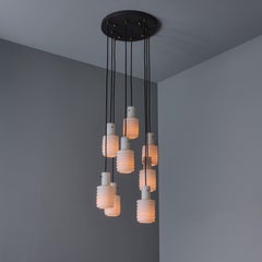 1950s Italian 8-Glass Cascading Chandelier Attributed to Arredoluce