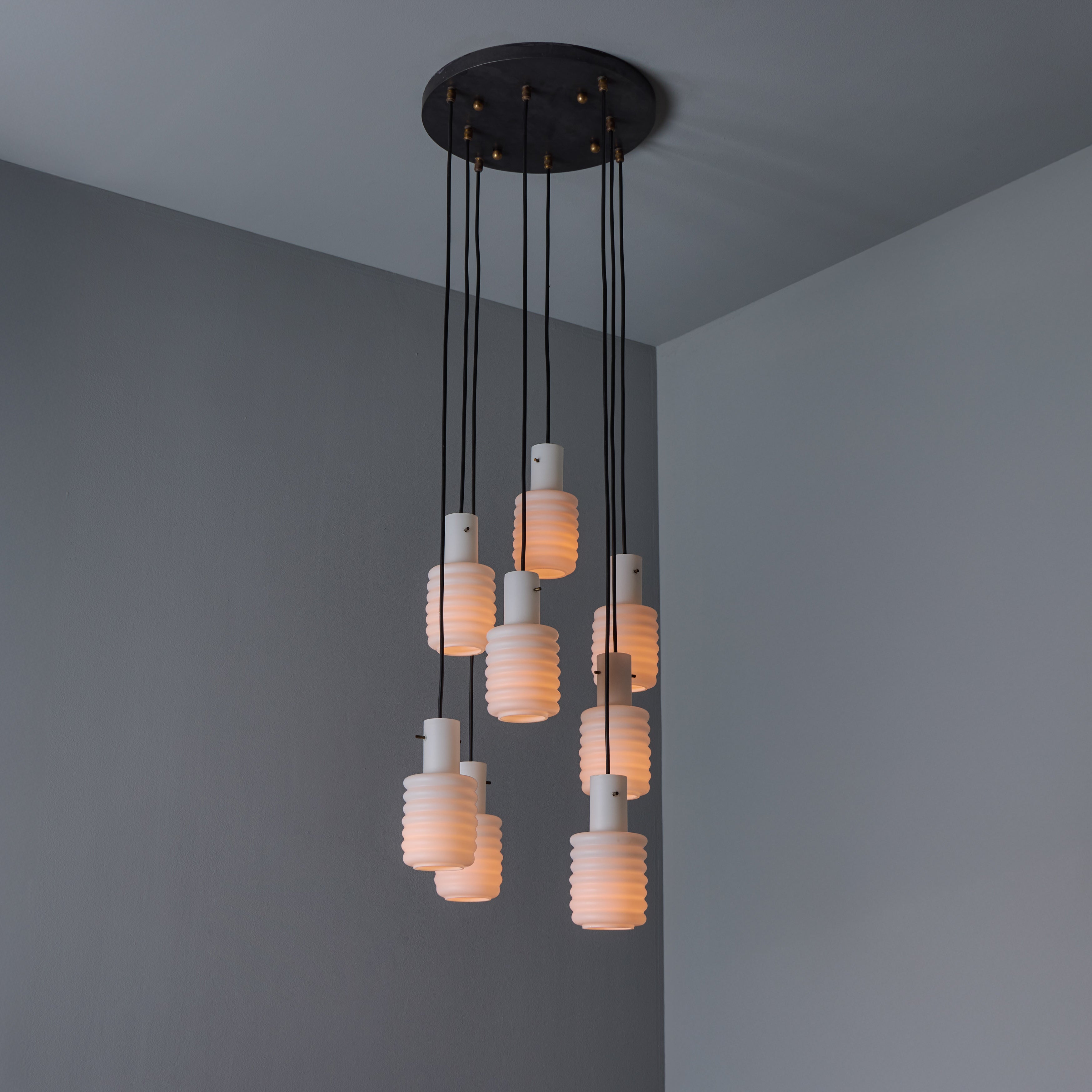 Italienischer 8-Glas-Kronleuchter, Arredoluce zugeschrieben, 1950er Jahre